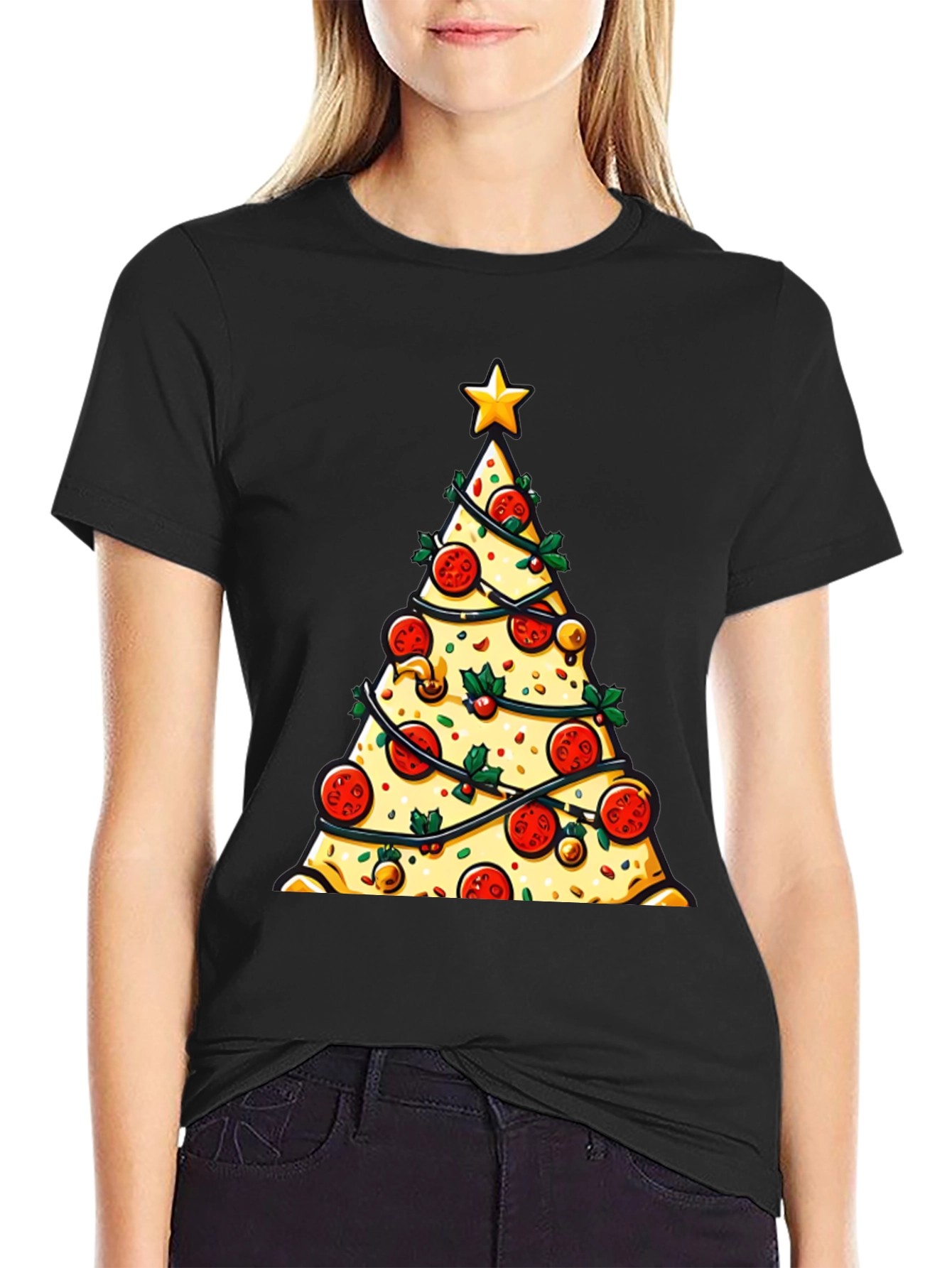 Pizza Christmas Tree Graphic Tee - Holiday Style!