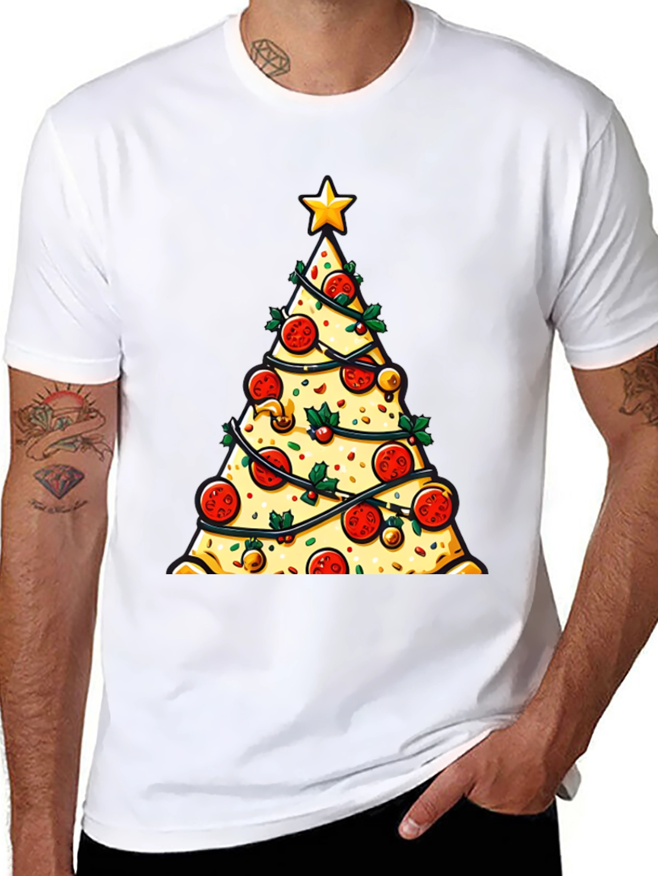 Pizza Christmas Tree Graphic Tee - Holiday Style!