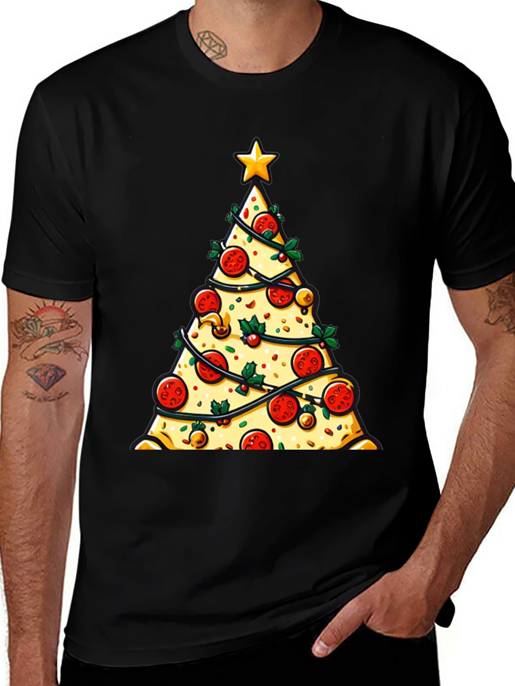Pizza Christmas Tree Graphic Tee - Holiday Style!