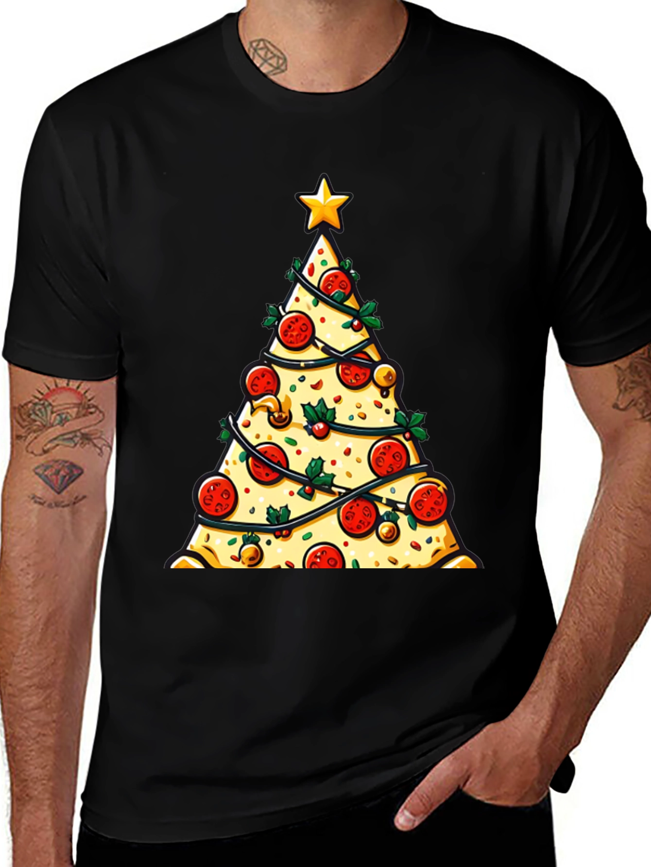 Pizza Christmas Tree Graphic Tee - Holiday Style!