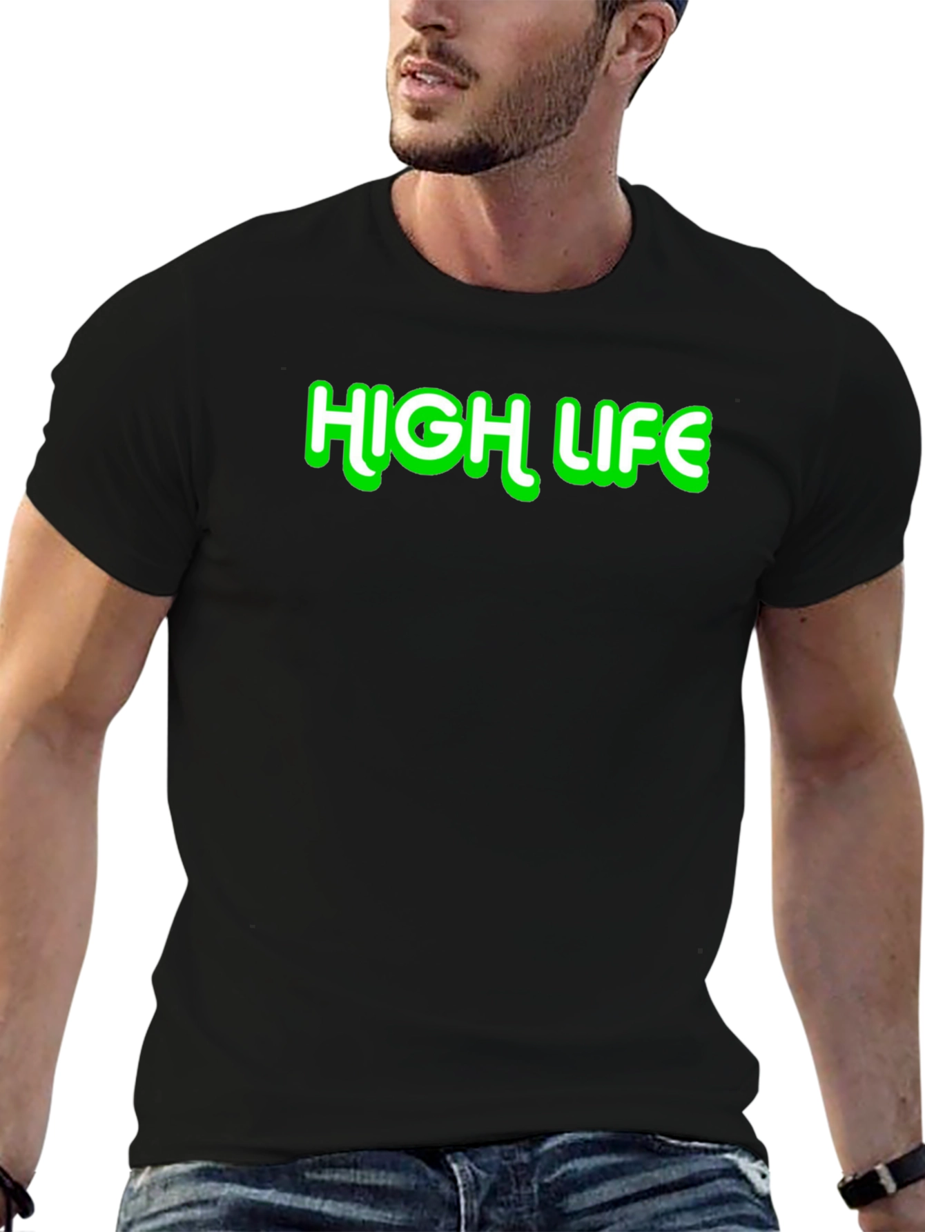 High Life Graphic Tee - Black Cotton Casual Shirt