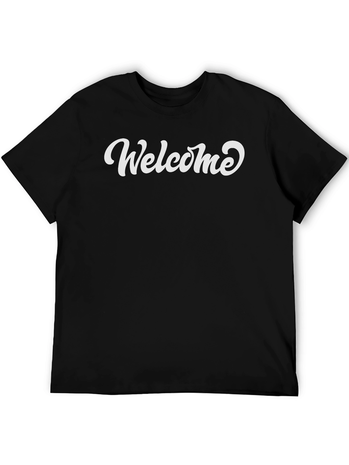 Welcome T-Shirt - Black Crew Neck Short Sleeve Tee
