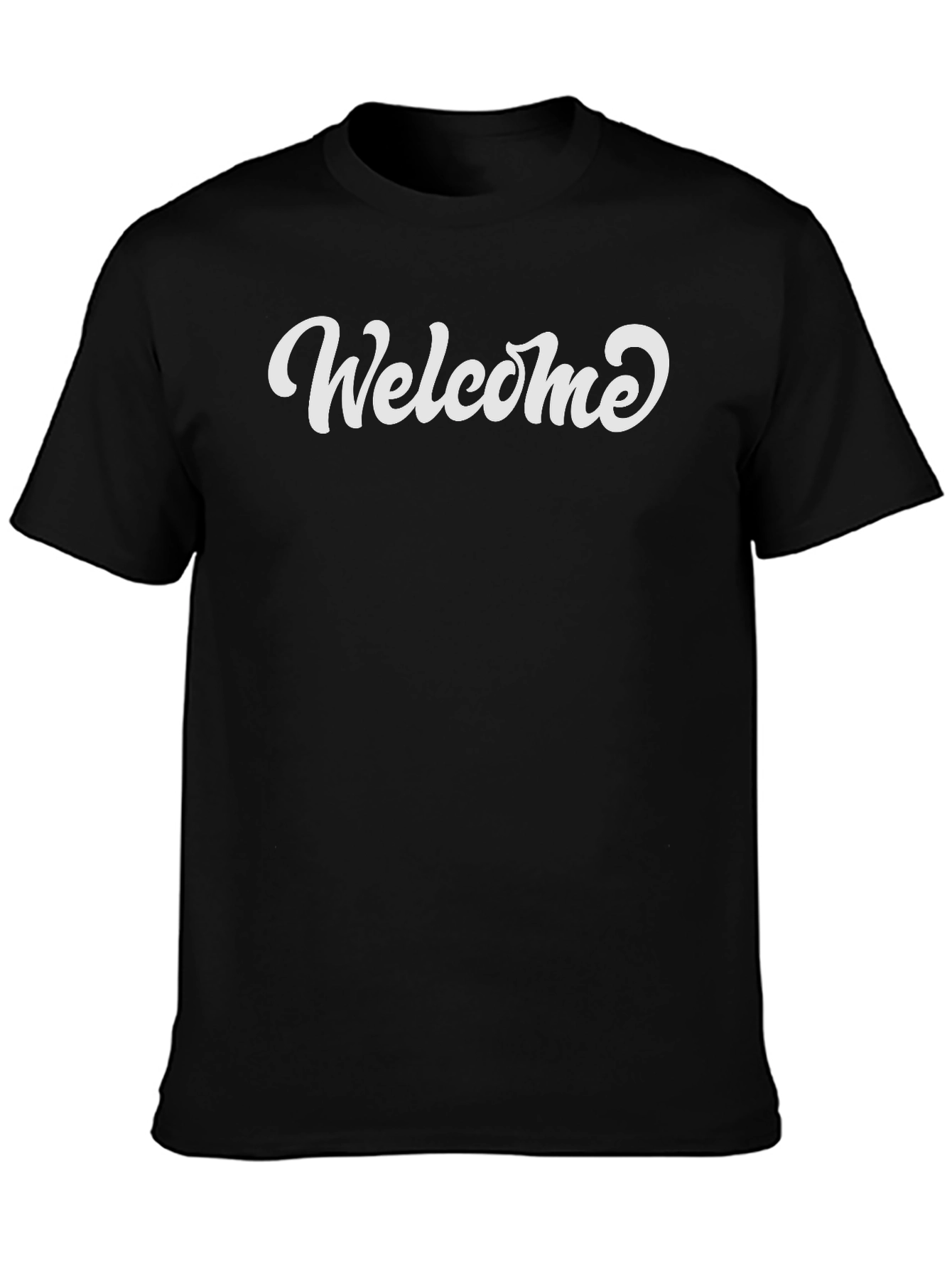 Welcome T-Shirt - Black Crew Neck Short Sleeve Tee