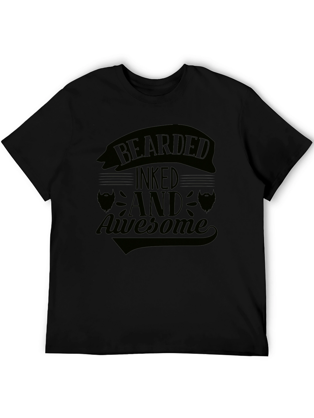 Bearded Inked and Awesome Black Graphic Tee