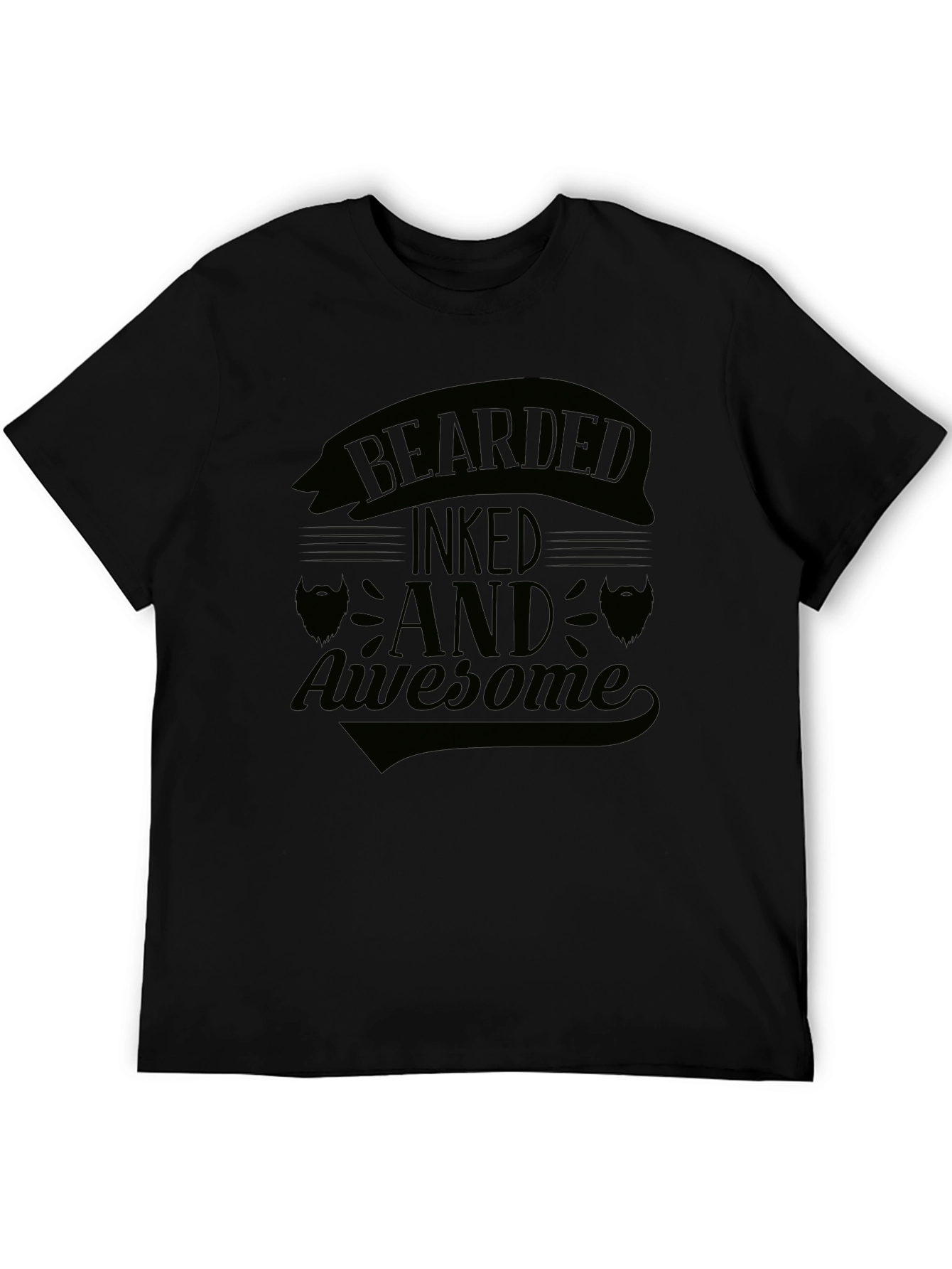 Bearded Inked and Awesome Black Graphic Tee