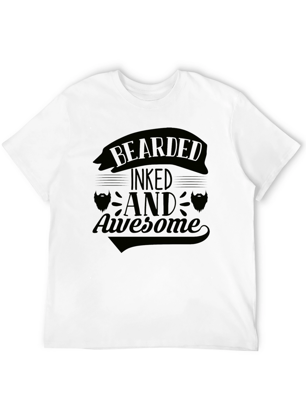 Bearded Inked and Awesome Black Graphic Tee