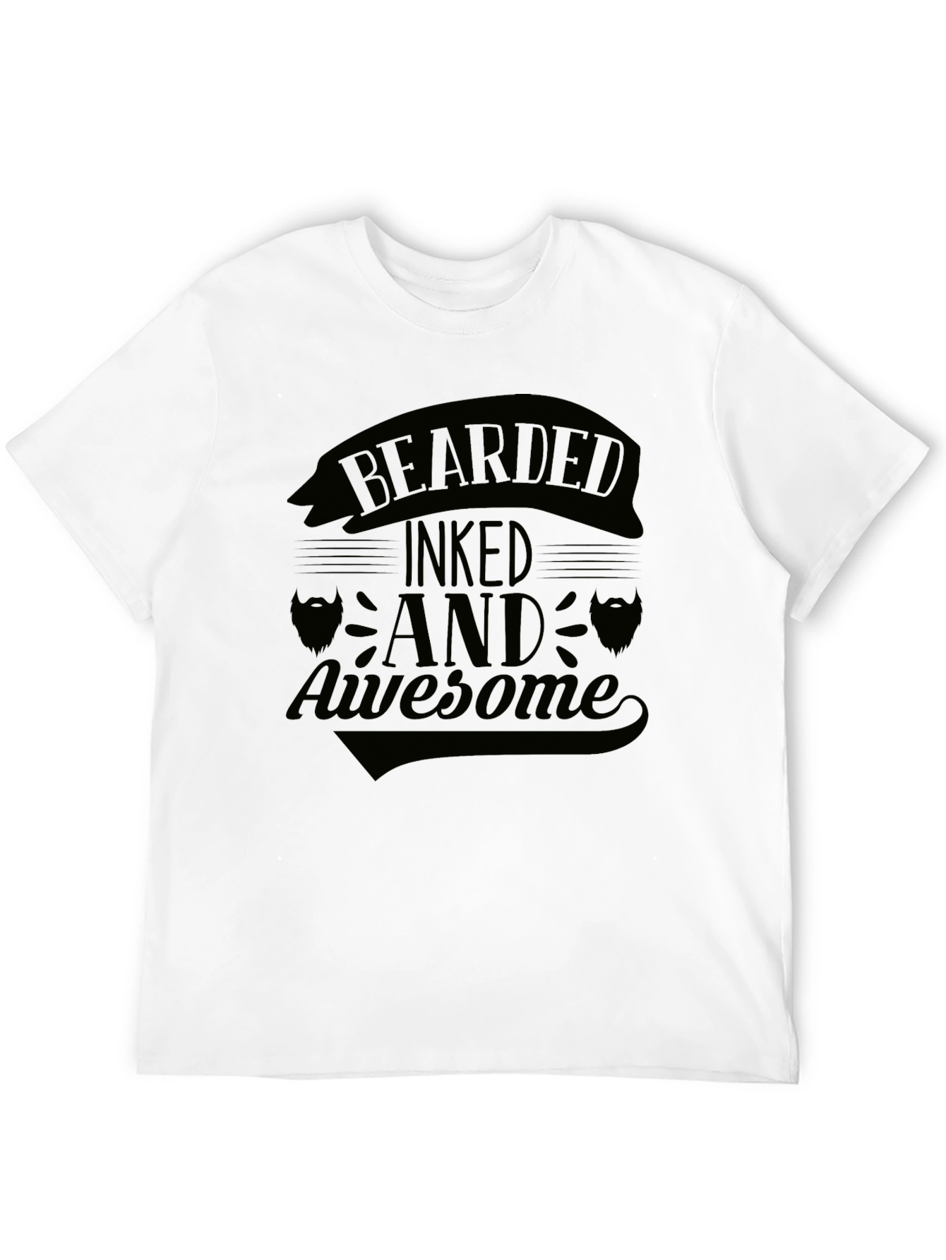 Bearded Inked and Awesome Black Graphic Tee
