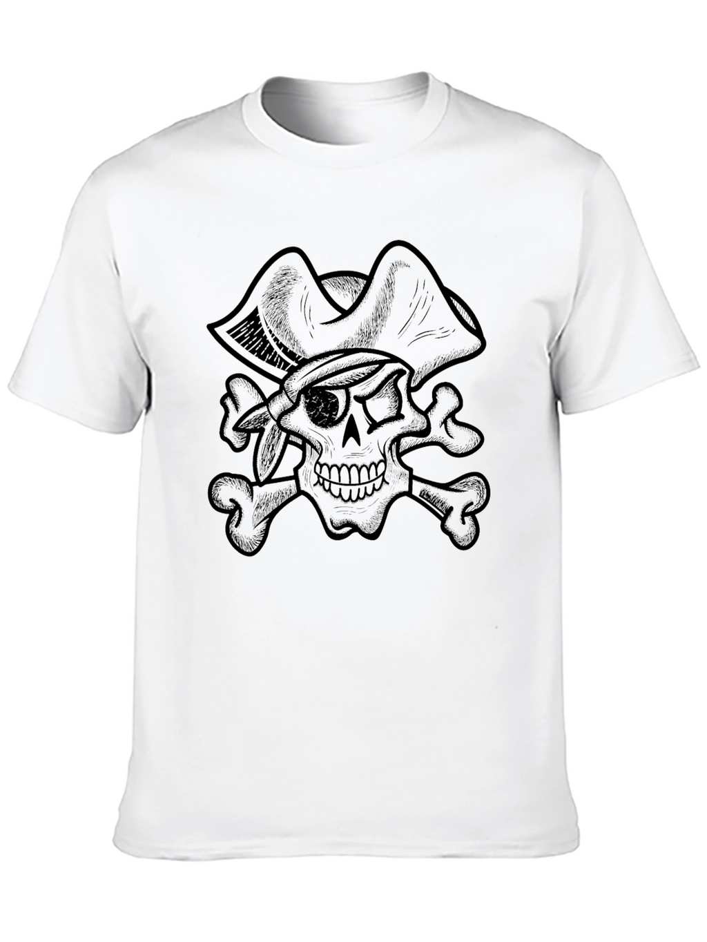 Pirate Skull Graphic Tee - Black Cotton T-Shirt