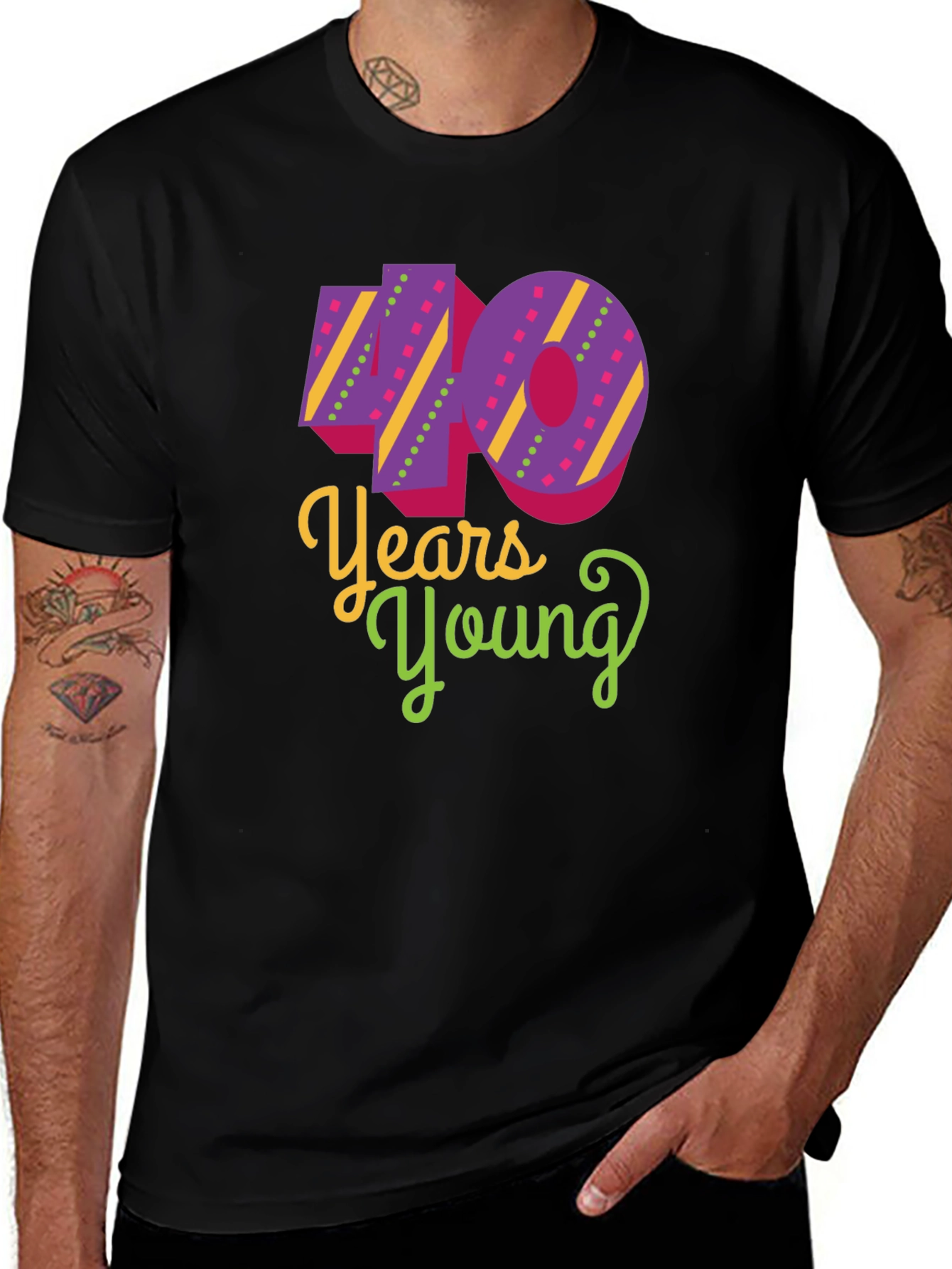 40 Years Young Black T-Shirt