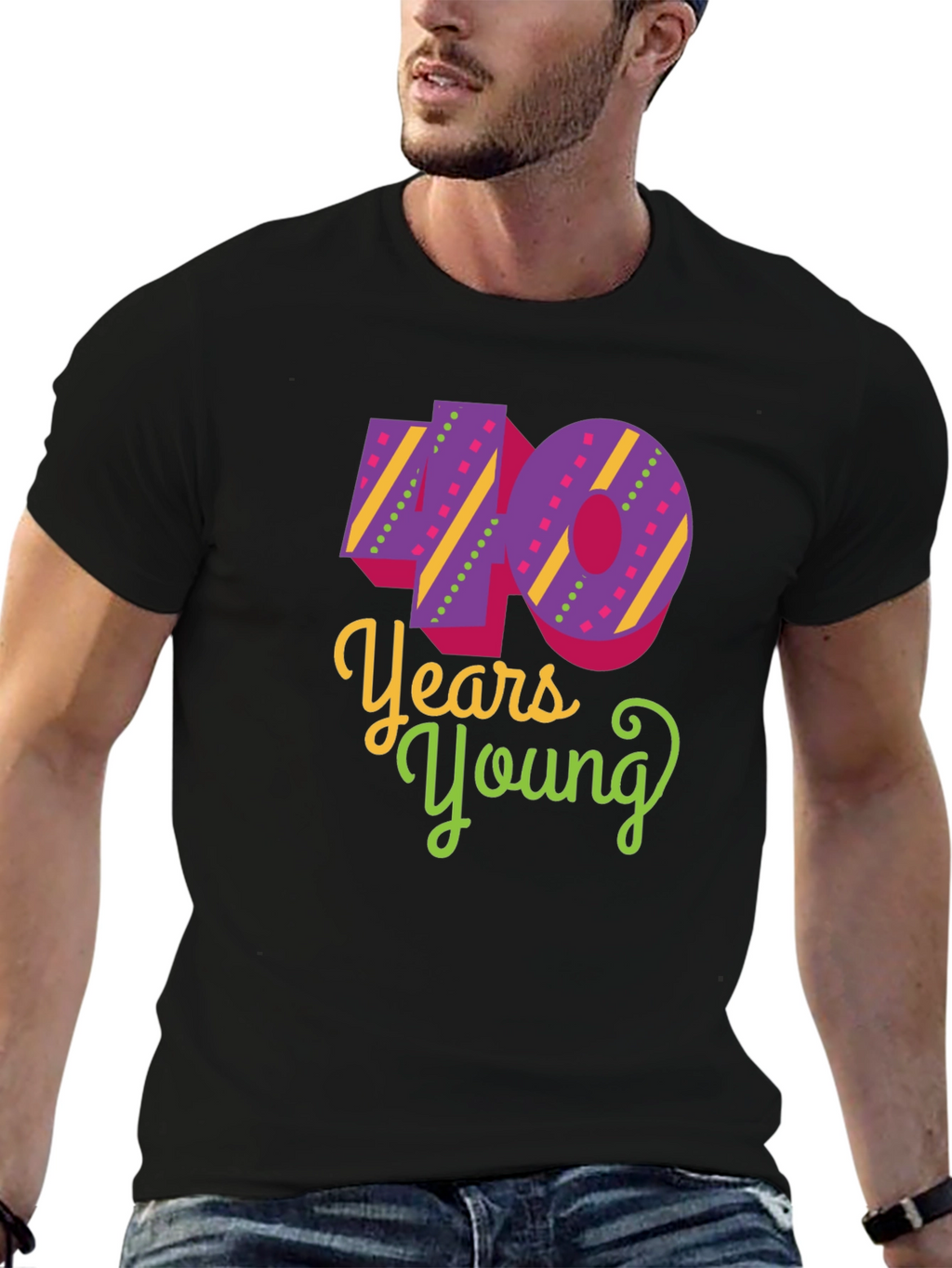 40 Years Young Black T-Shirt
