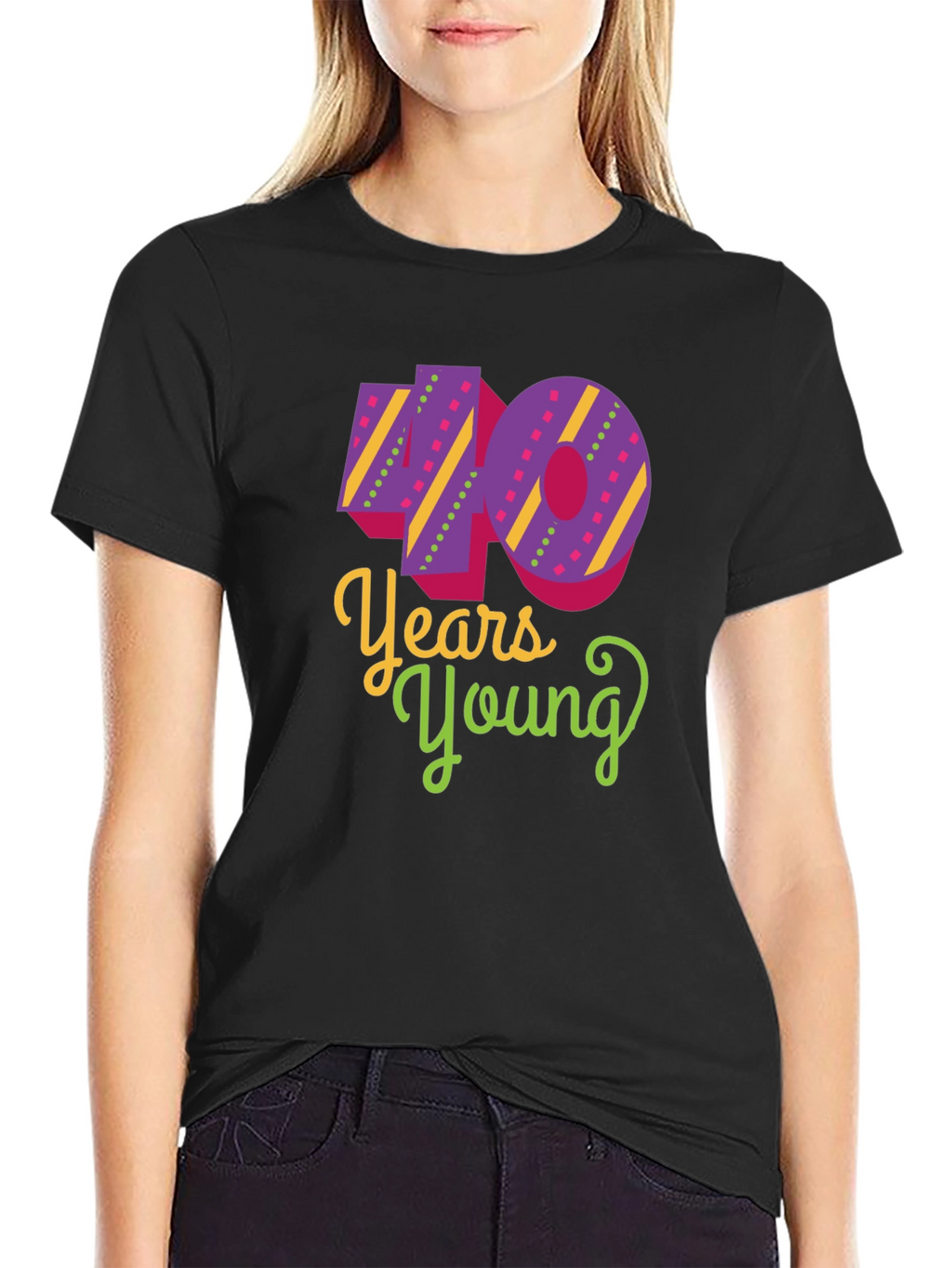 40 Years Young Black T-Shirt