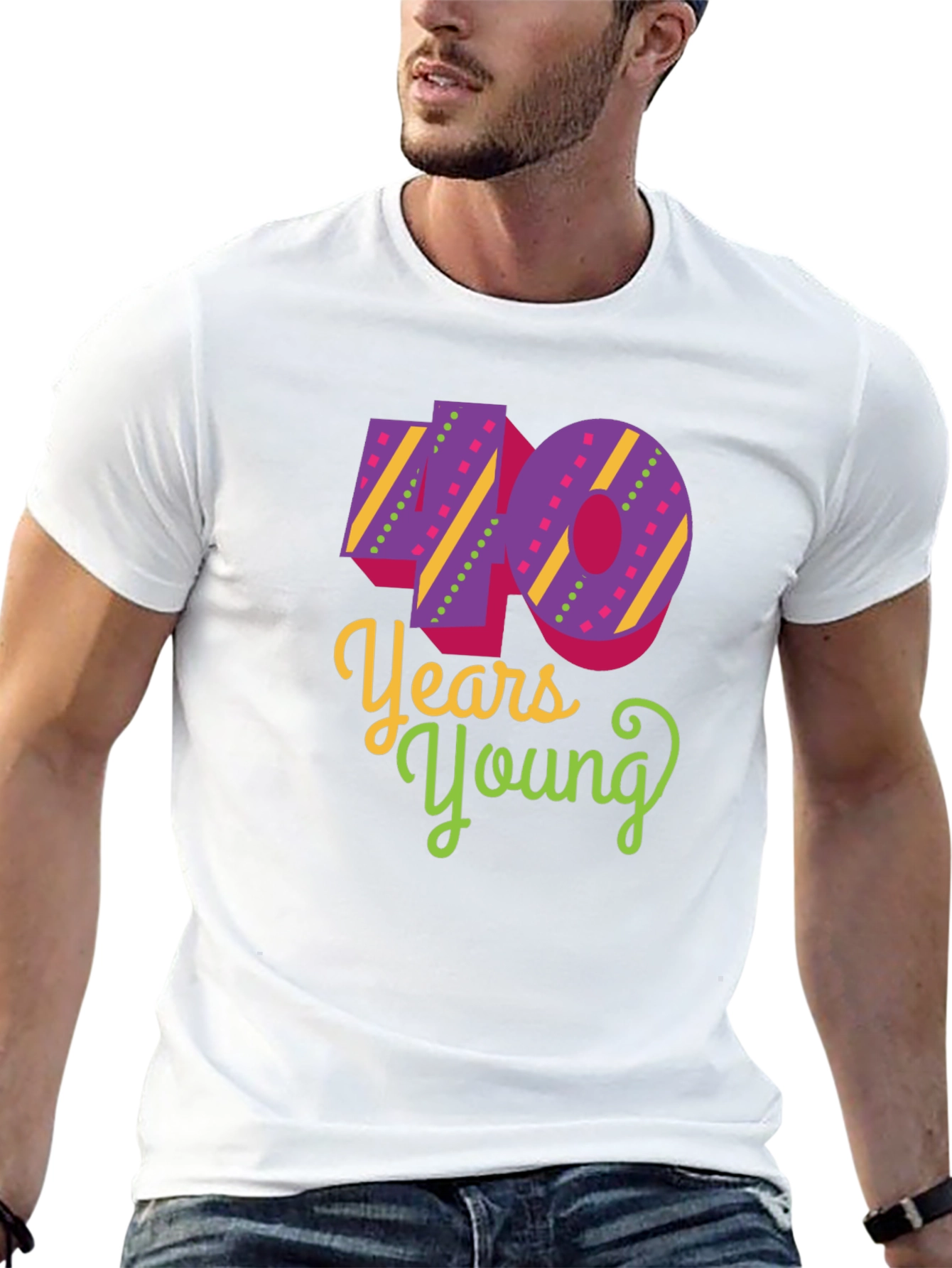 40 Years Young Black T-Shirt