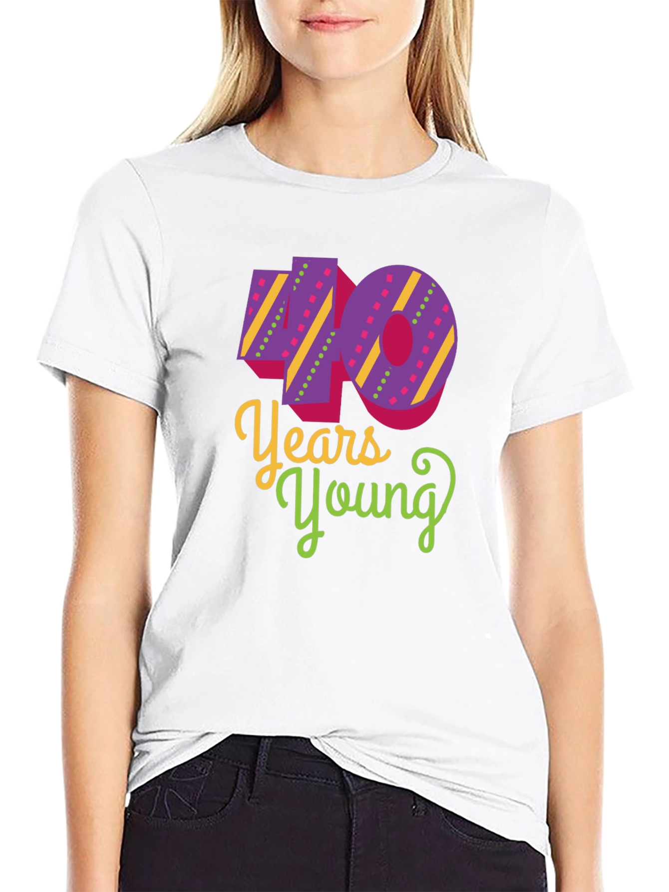 40 Years Young Black T-Shirt