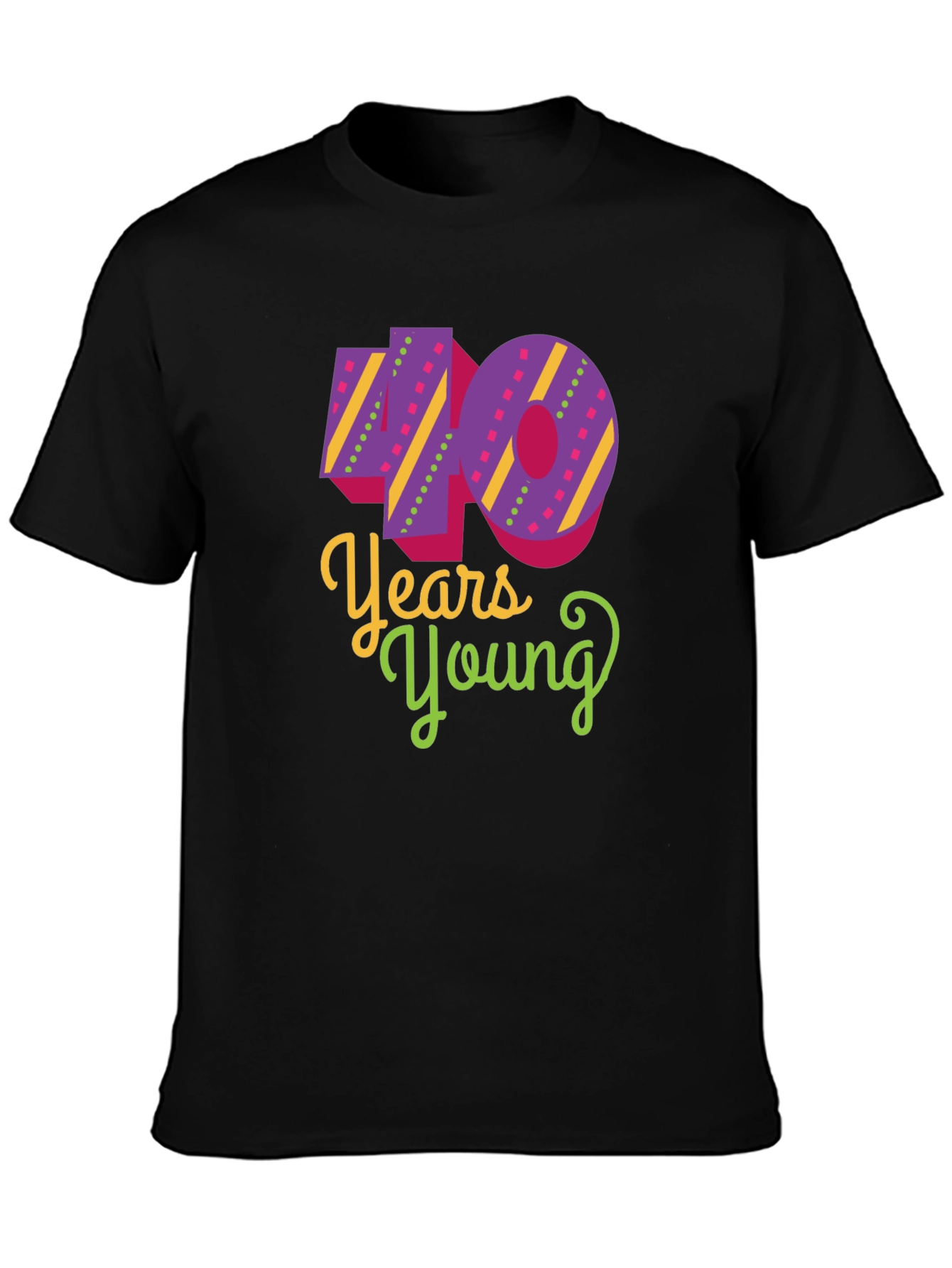 40 Years Young Black T-Shirt
