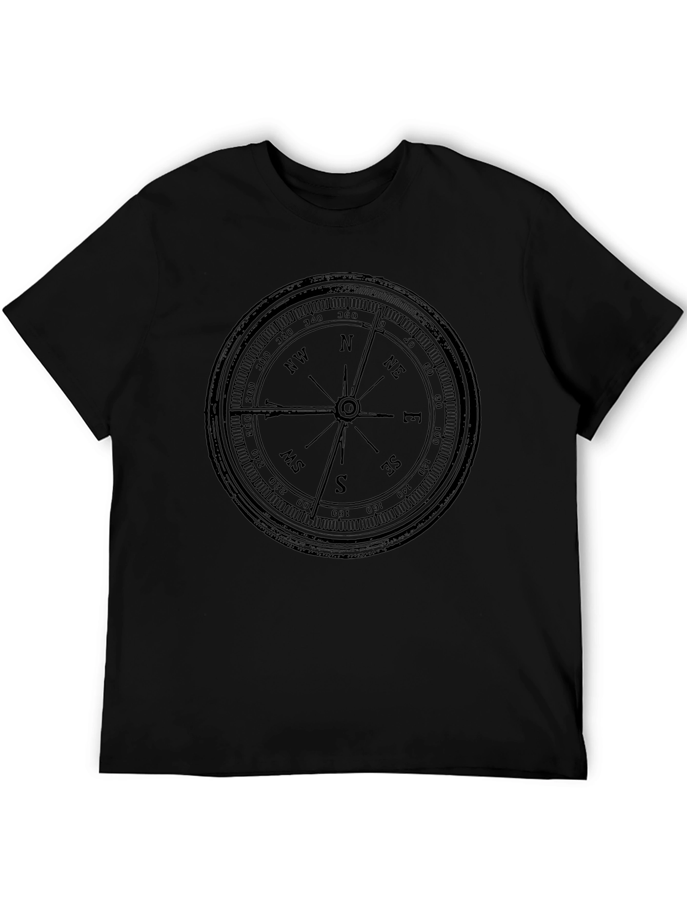 Vintage Compass Graphic T-Shirt - Black