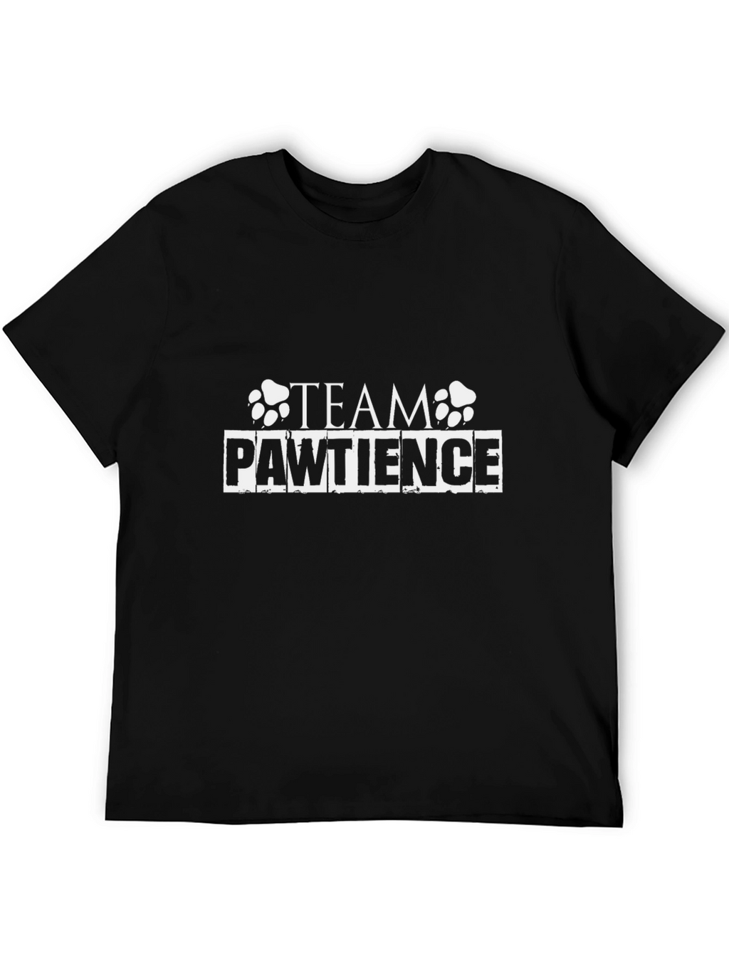 Team Pawtience Funny Dog Paw Print Black T-Shirt