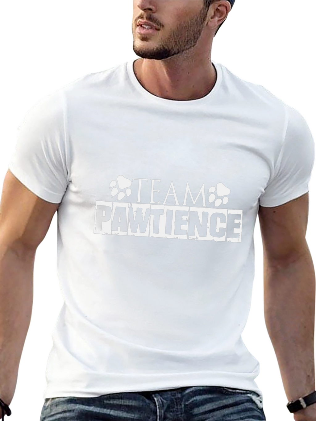 Team Pawtience Funny Dog Paw Print Black T-Shirt