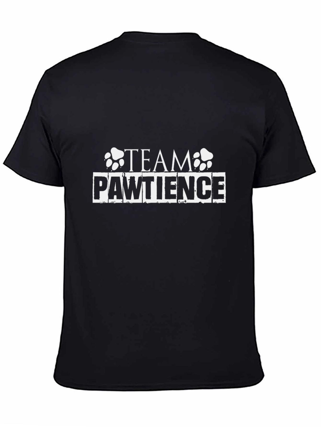 Team Pawtience Funny Dog Paw Print Black T-Shirt