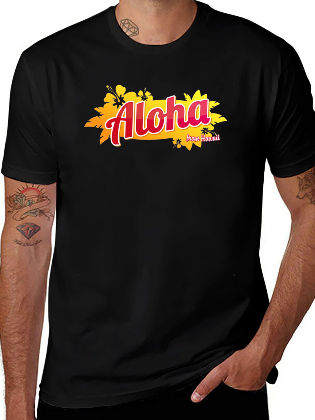 Aloha From Hawaii Black Graphic T-Shirt