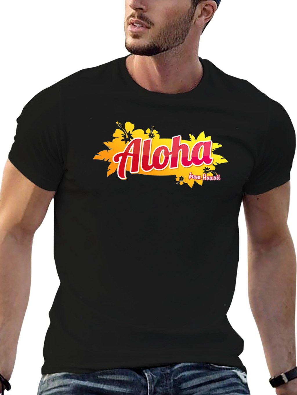 Aloha From Hawaii Black Graphic T-Shirt