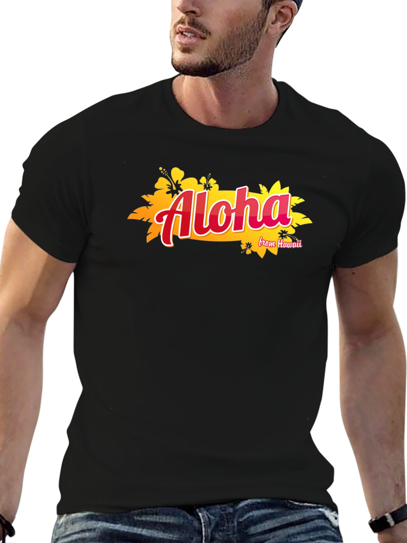 Aloha From Hawaii Black Graphic T-Shirt