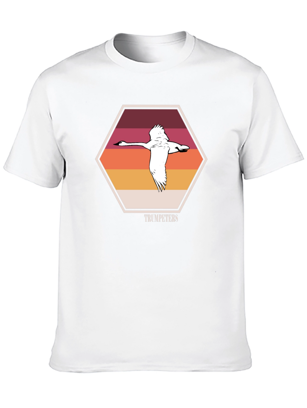 Trumpeters Swan T-Shirt Retro Hexagon Design