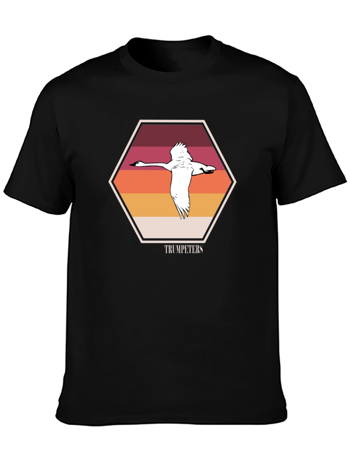 Trumpeters Swan T-Shirt Retro Hexagon Design