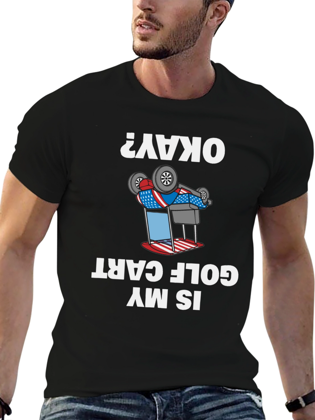 Funny Inverted Golf Cart T-Shirt - Okay?