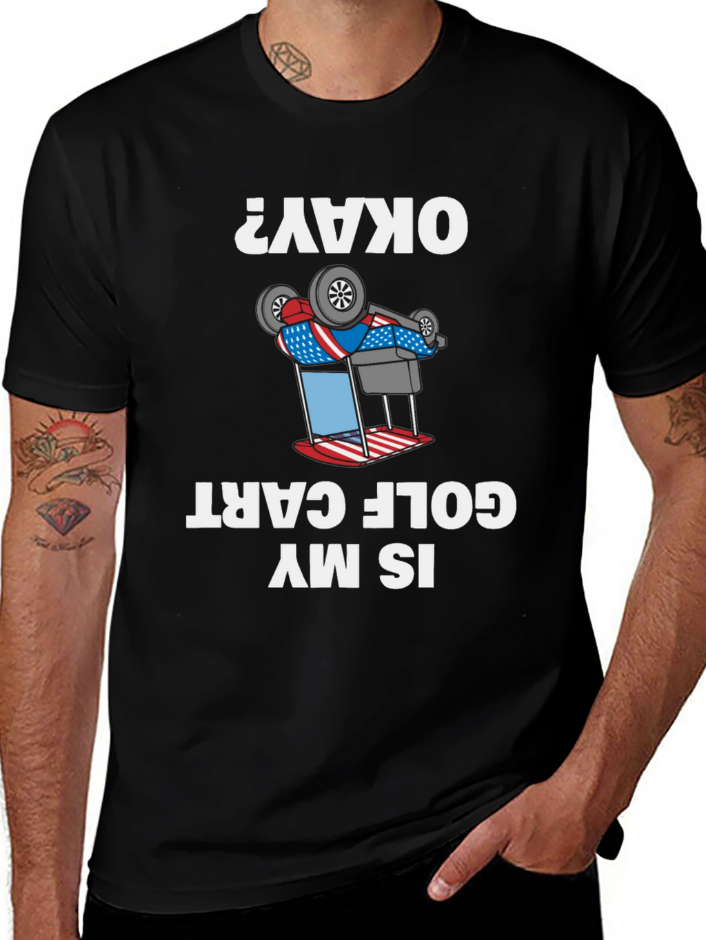 Funny Inverted Golf Cart T-Shirt - Okay?