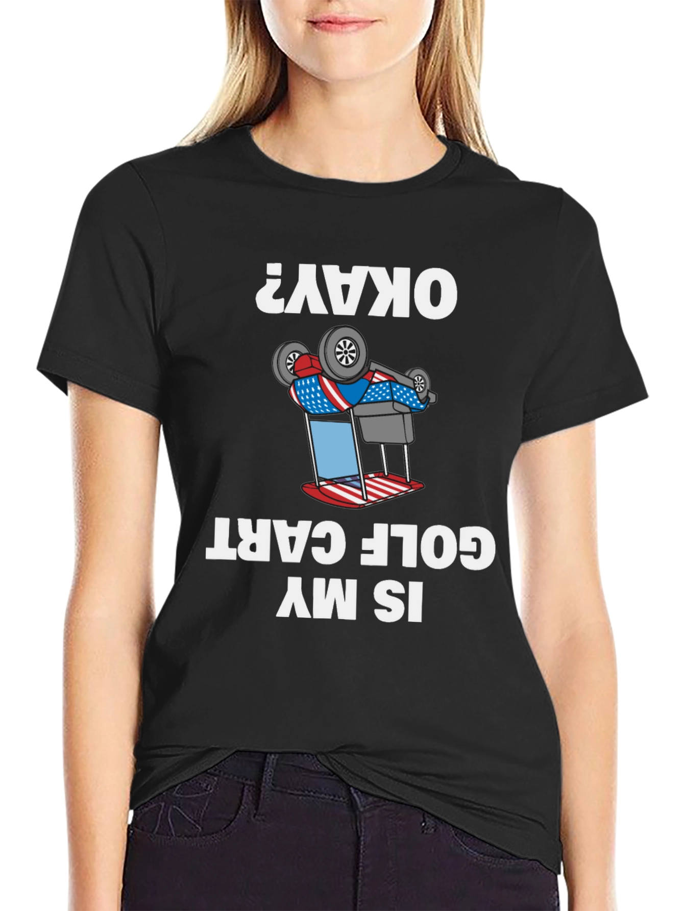 Funny Inverted Golf Cart T-Shirt - Okay?