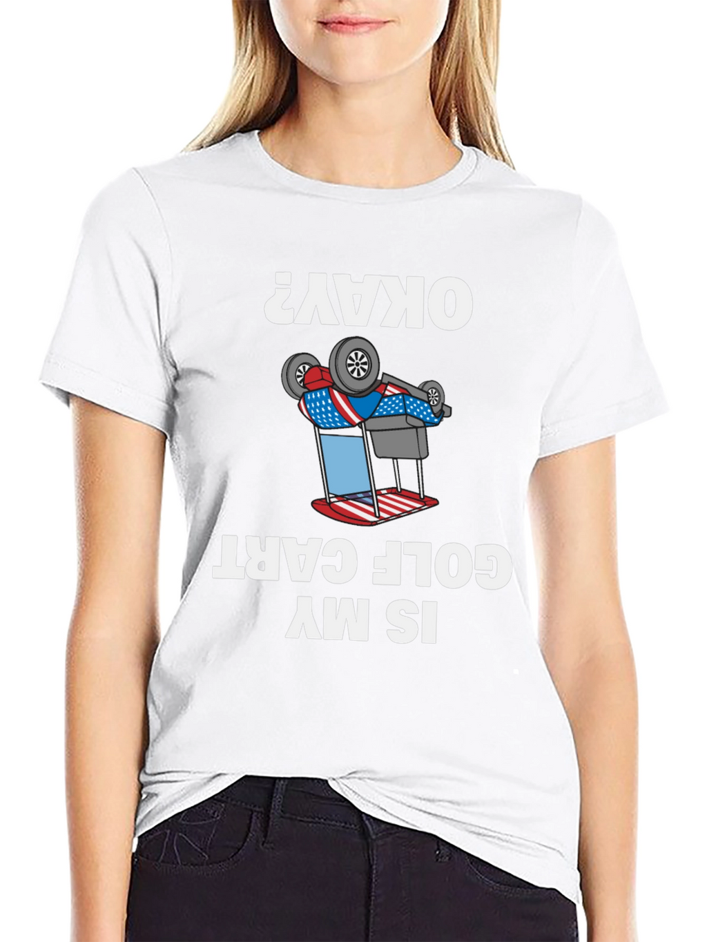 Funny Inverted Golf Cart T-Shirt - Okay?