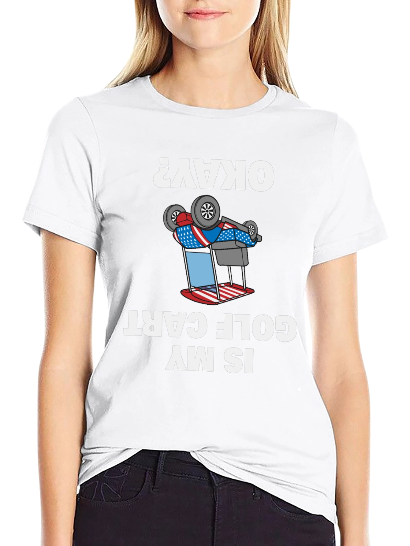 Funny Inverted Golf Cart T-Shirt - Okay?