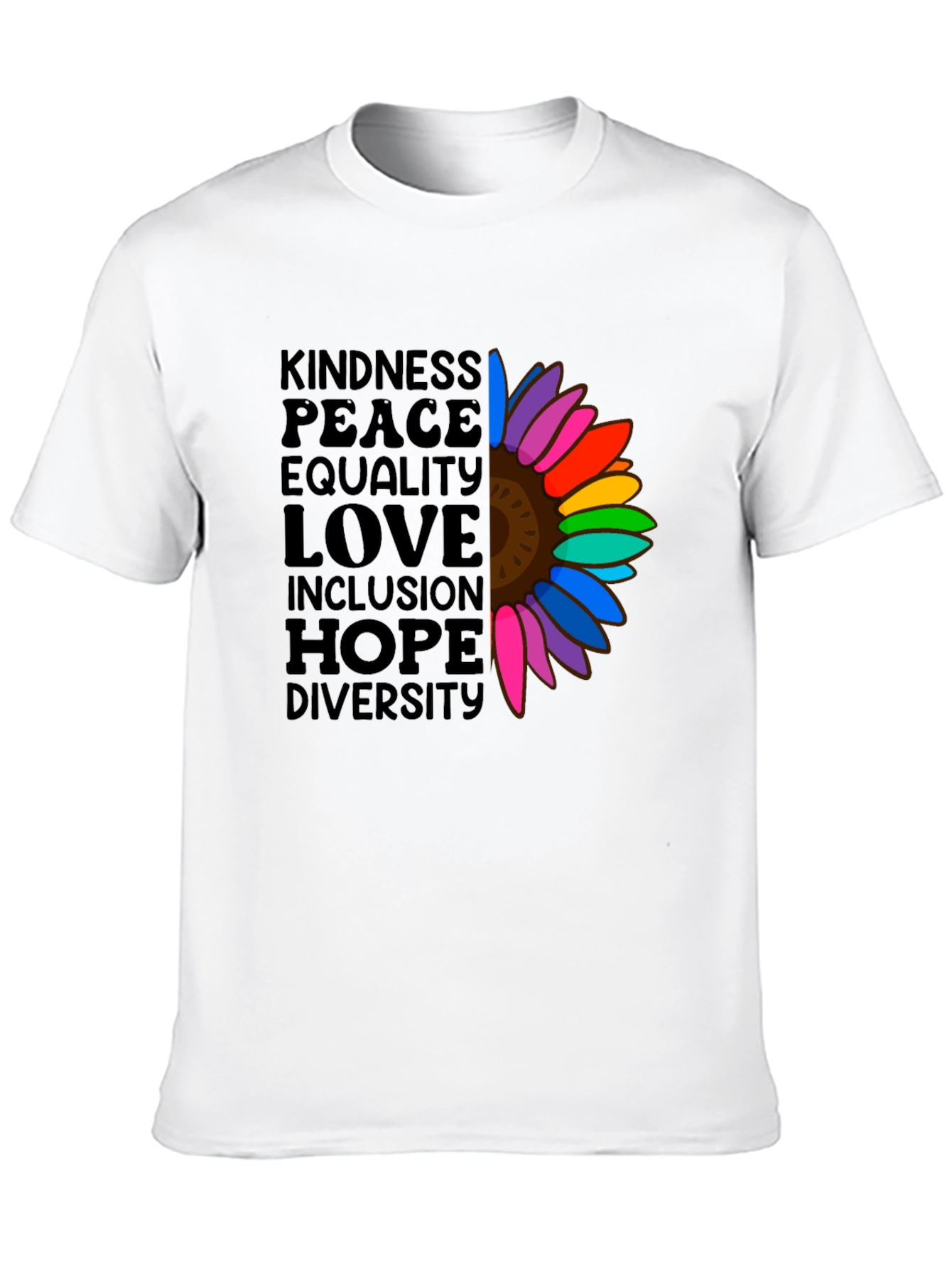 Kindness Peace Love Equality Rainbow Sunflower T-Shirt