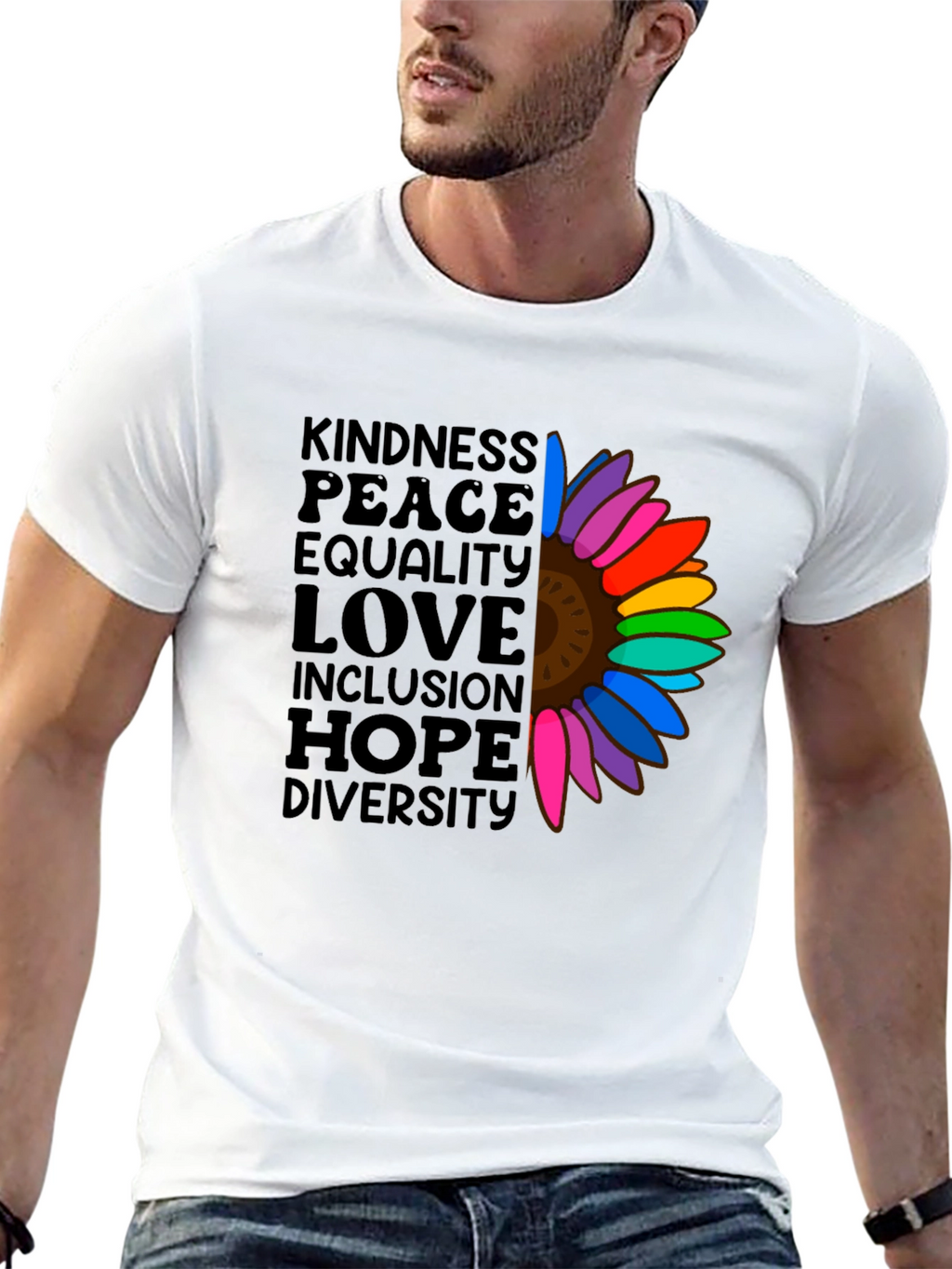 Kindness Peace Love Equality Rainbow Sunflower T-Shirt