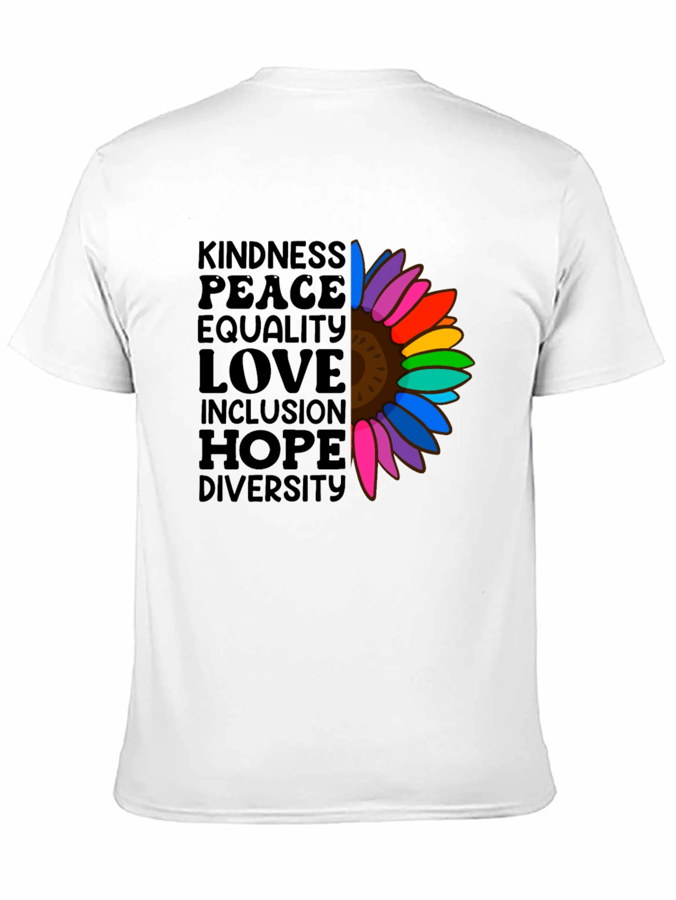 Kindness Peace Love Equality Rainbow Sunflower T-Shirt