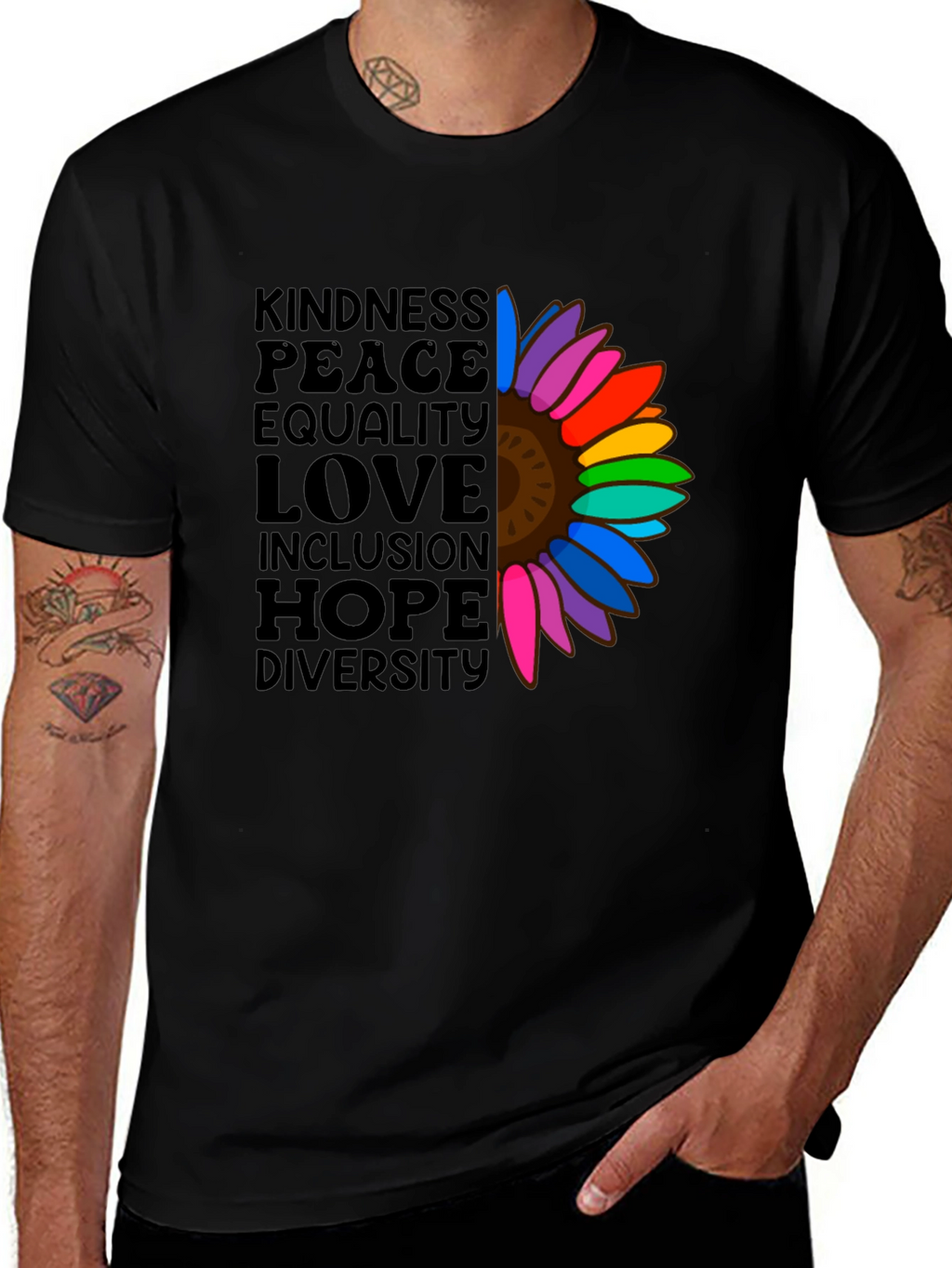 Kindness Peace Love Equality Rainbow Sunflower T-Shirt