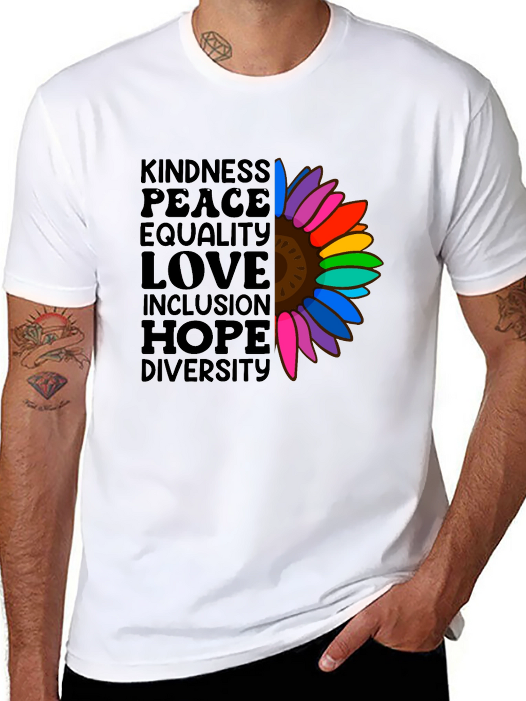 Kindness Peace Love Equality Rainbow Sunflower T-Shirt