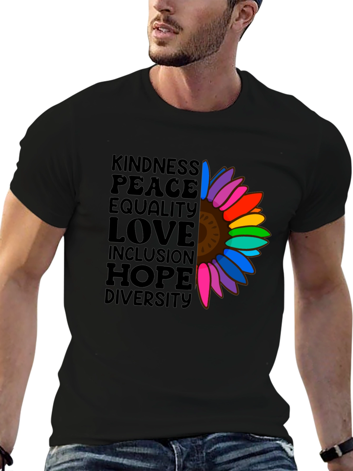 Kindness Peace Love Equality Rainbow Sunflower T-Shirt