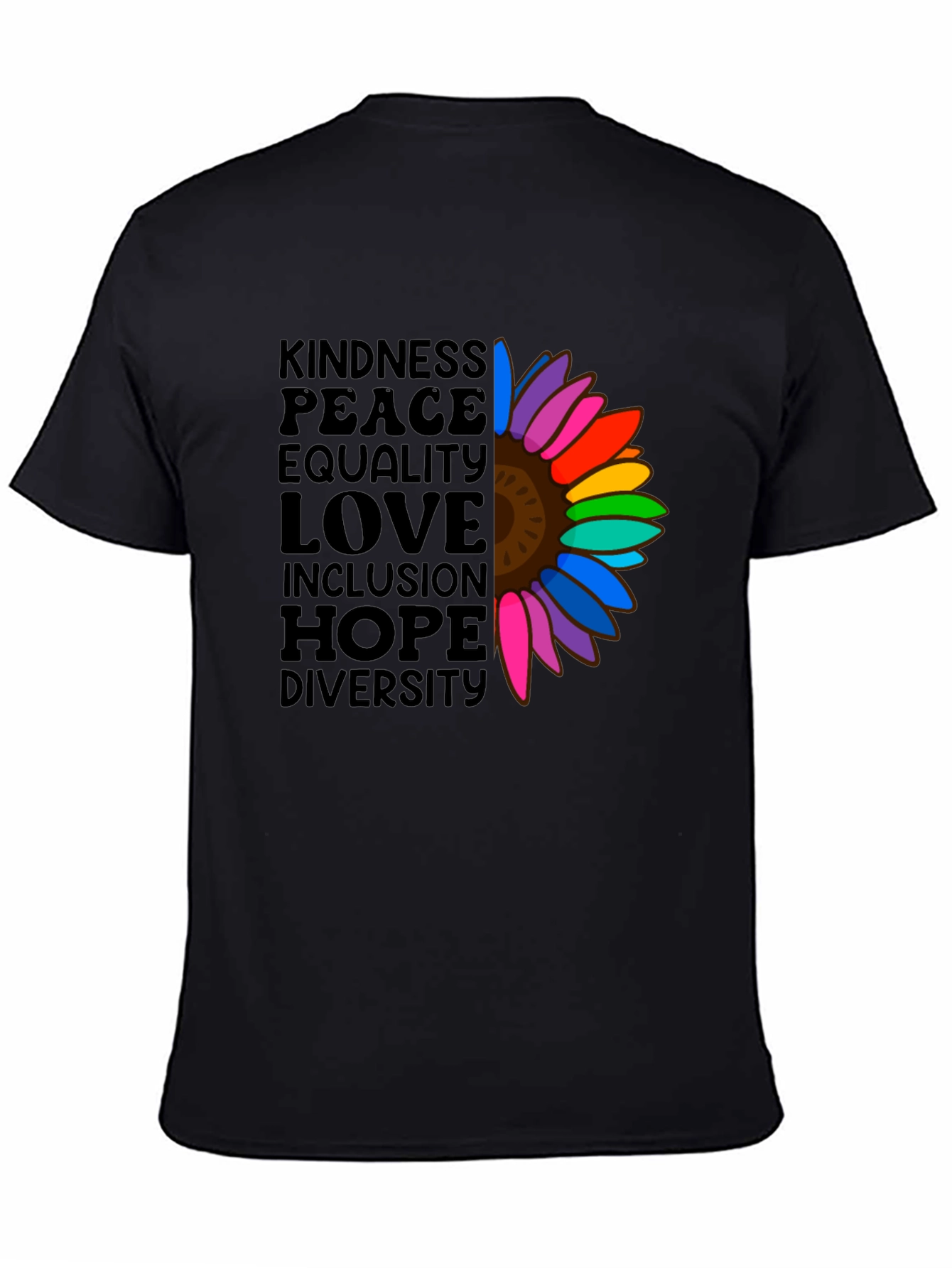 Kindness Peace Love Equality Rainbow Sunflower T-Shirt