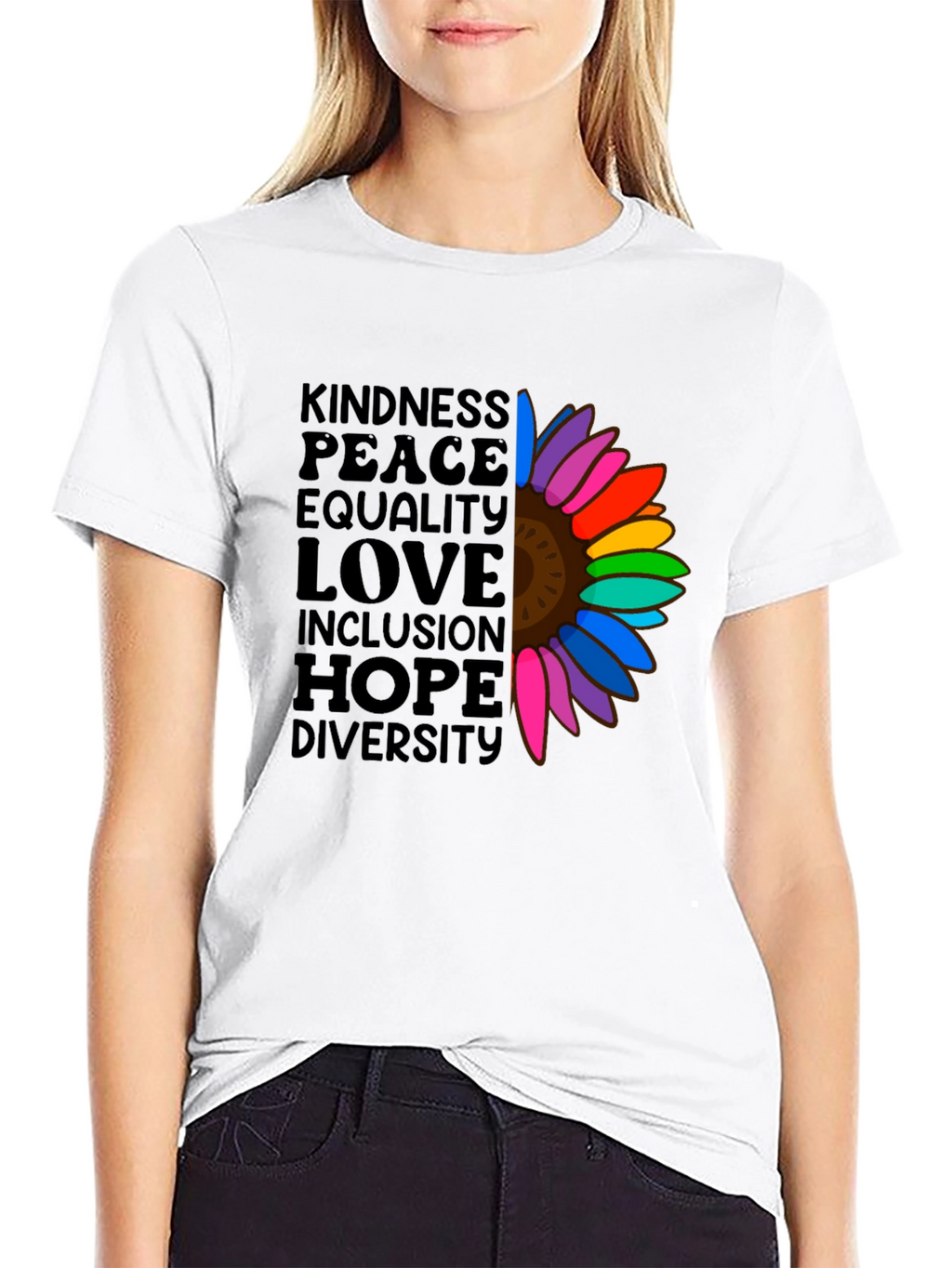 Kindness Peace Love Equality Rainbow Sunflower T-Shirt