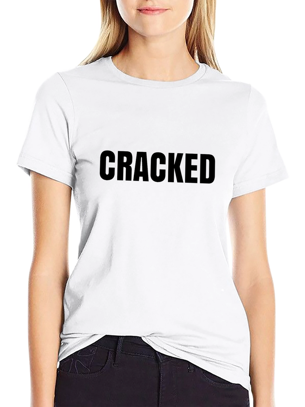 Cracked Graphic Print Black T-Shirt