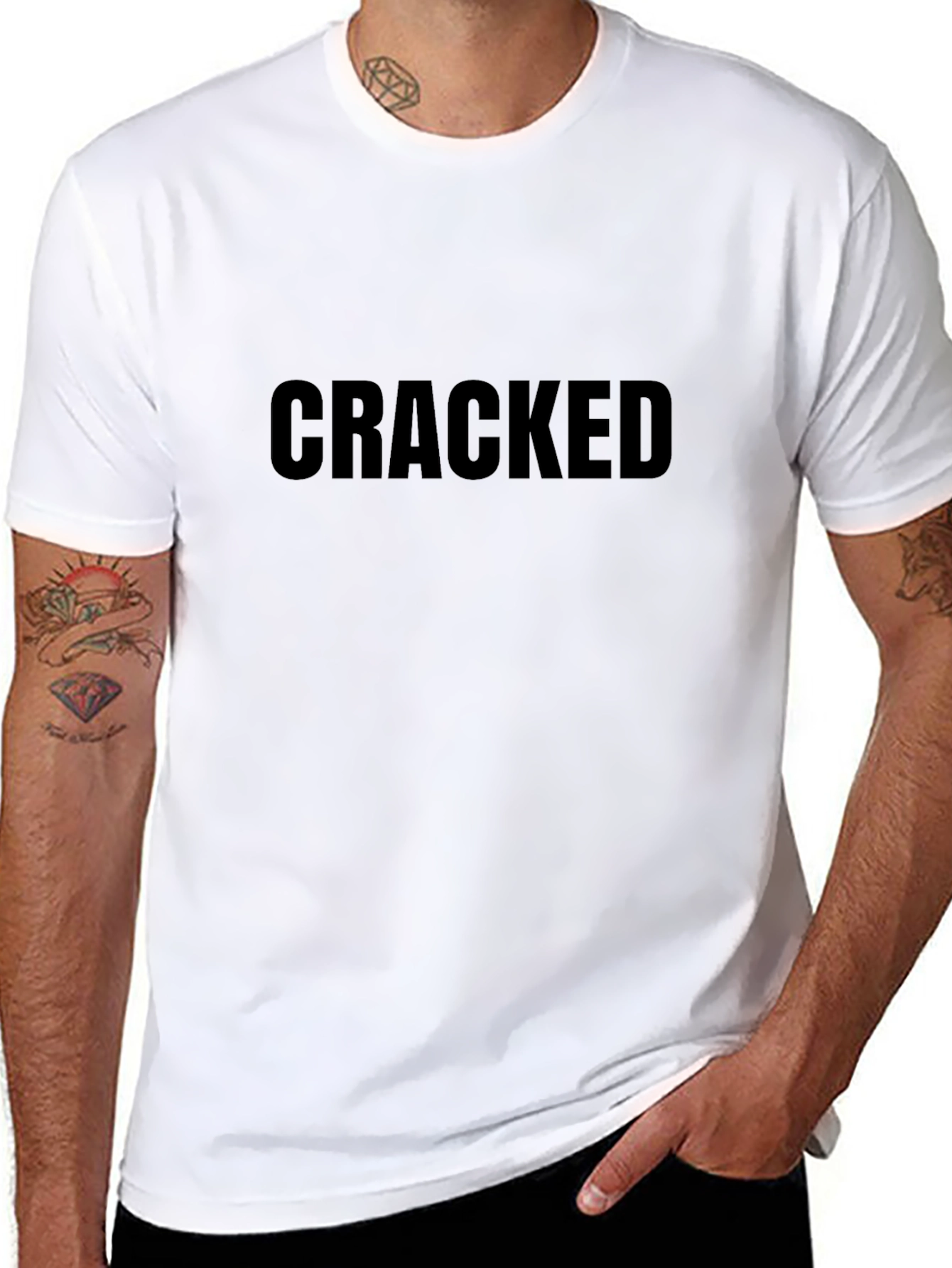 Cracked Graphic Print Black T-Shirt