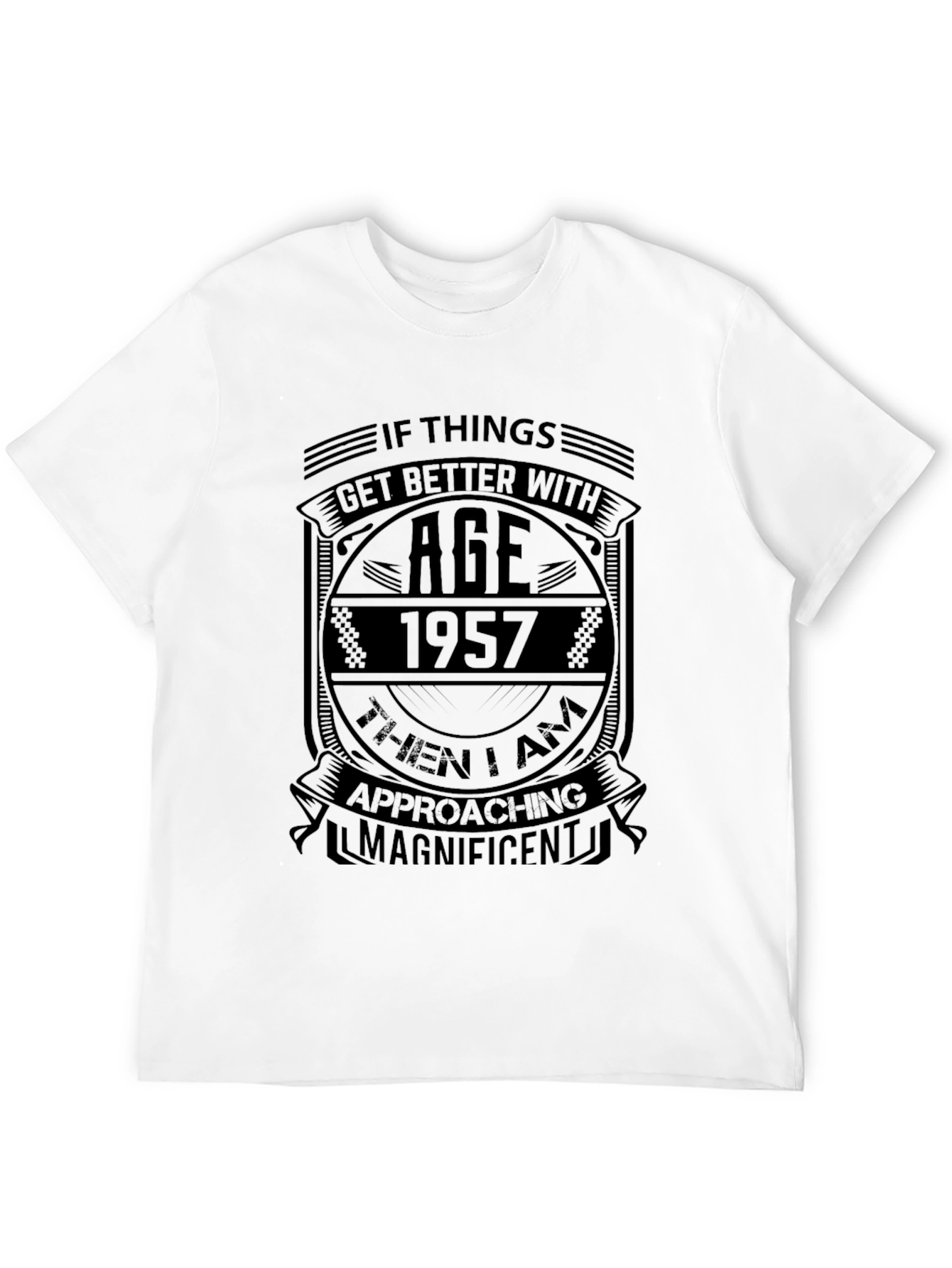 1957 Birthday T-Shirt - Age Gets Better - Black