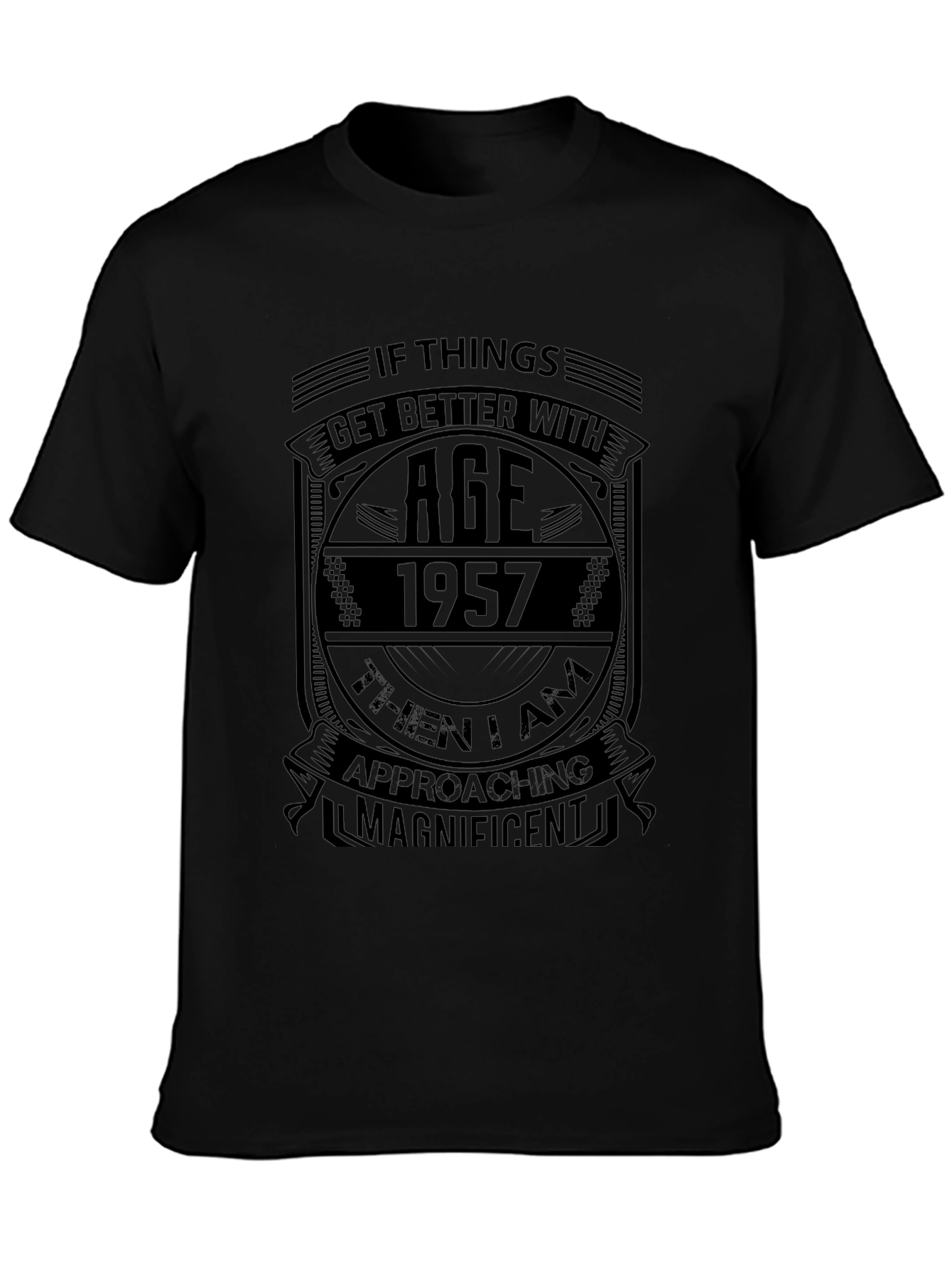 1957 Birthday T-Shirt - Age Gets Better - Black