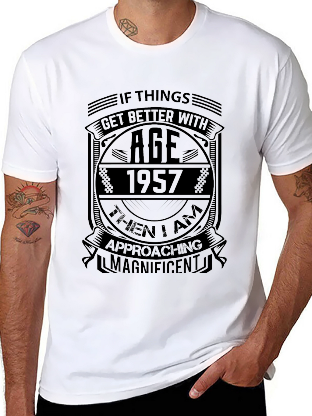 1957 Birthday T-Shirt - Age Gets Better - Black