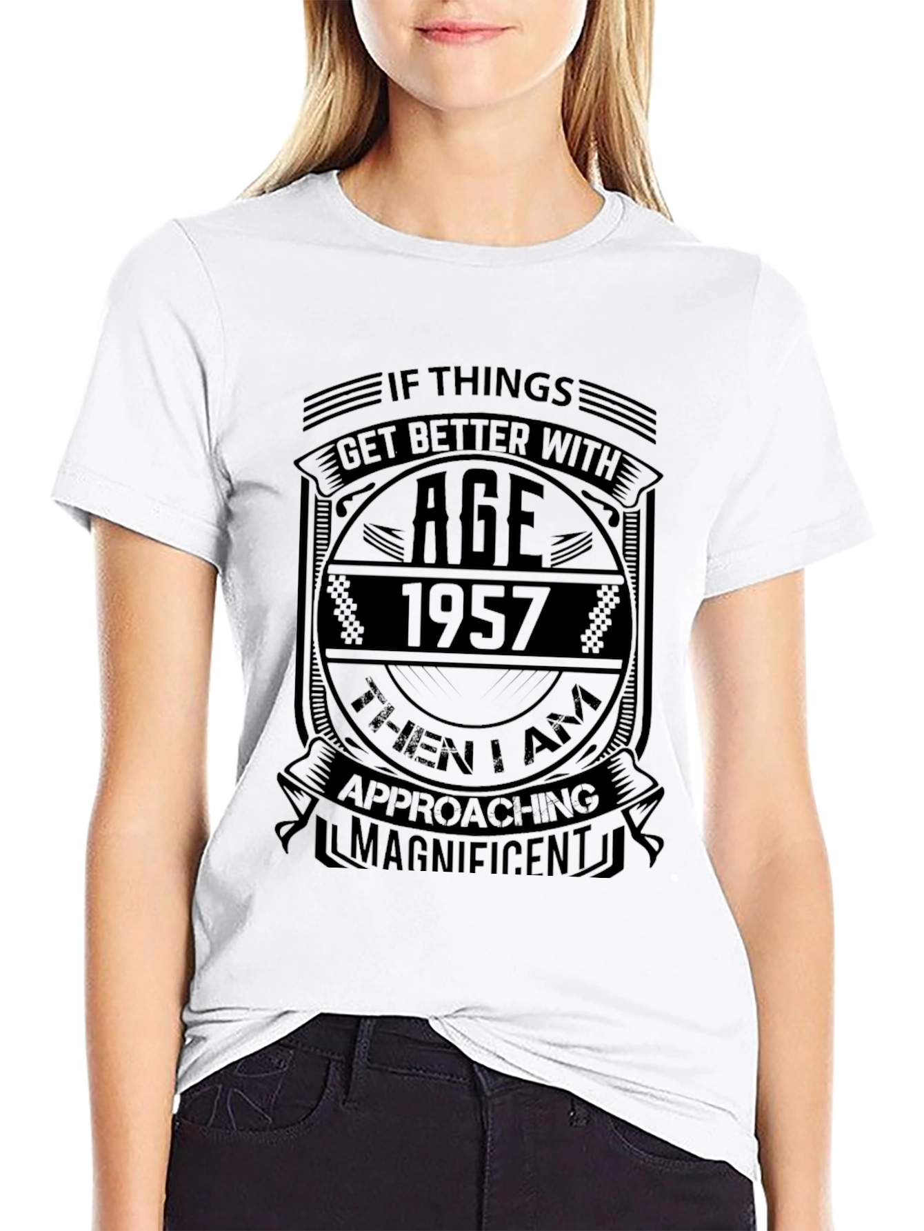 1957 Birthday T-Shirt - Age Gets Better - Black