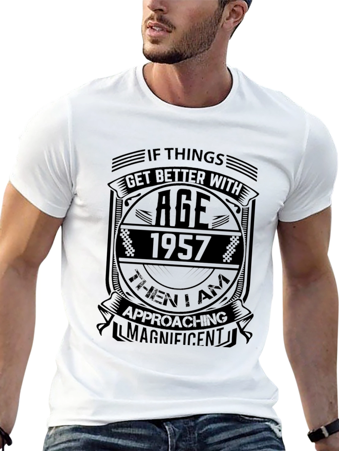 1957 Birthday T-Shirt - Age Gets Better - Black
