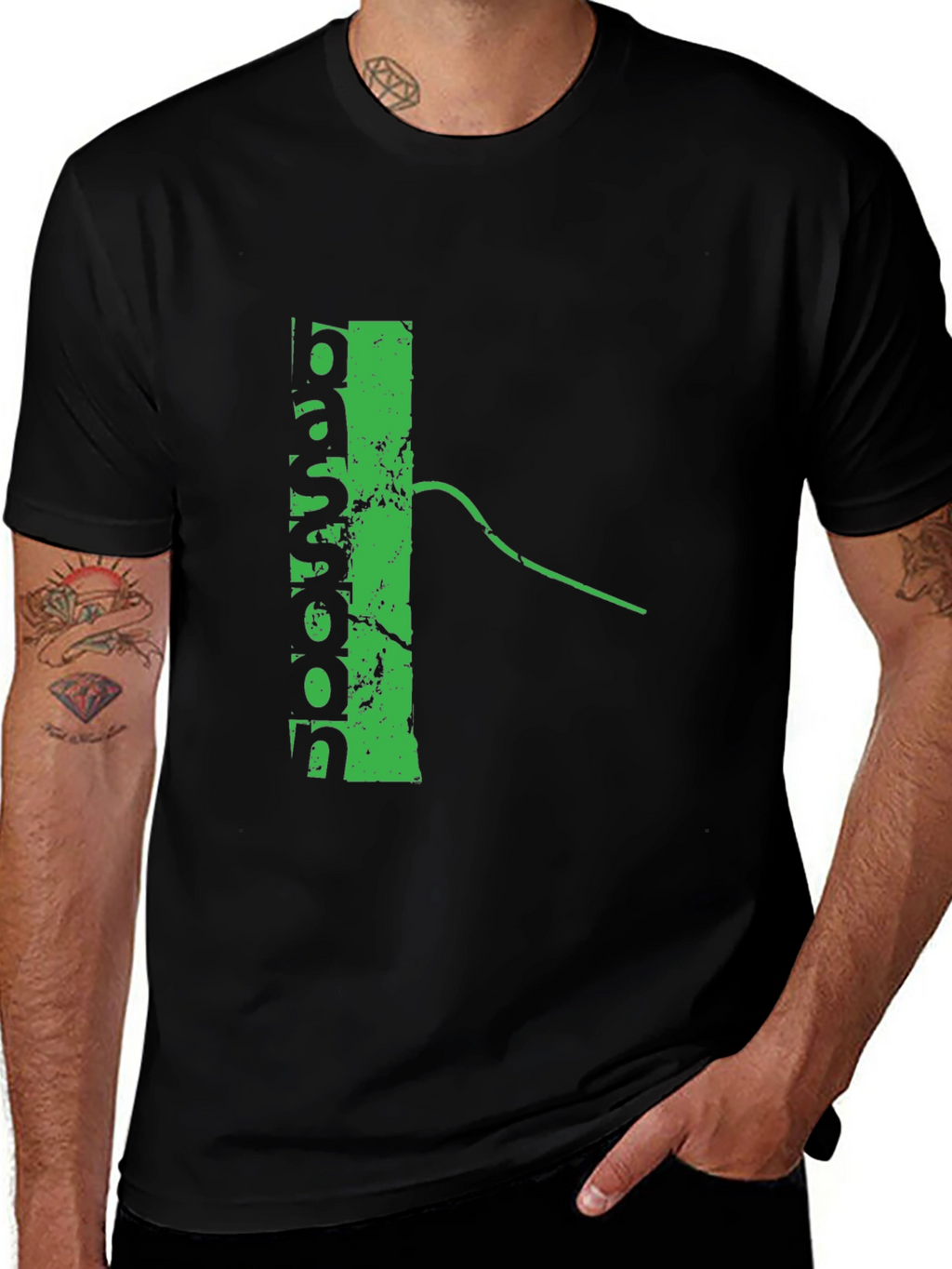 Retro Vertical Green Graphic Tee