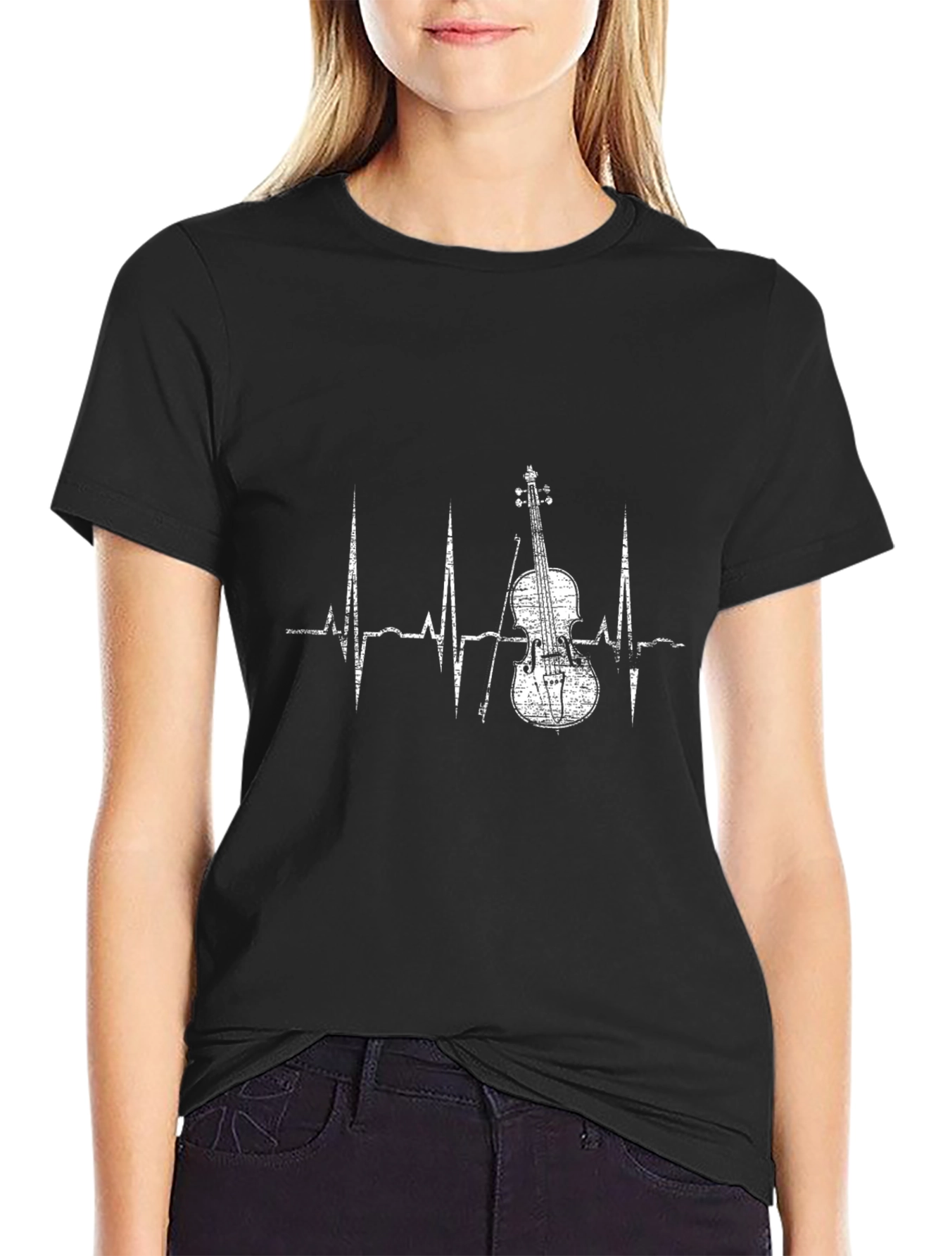 Violin Heartbeat T-Shirt - Music Lover Tee
