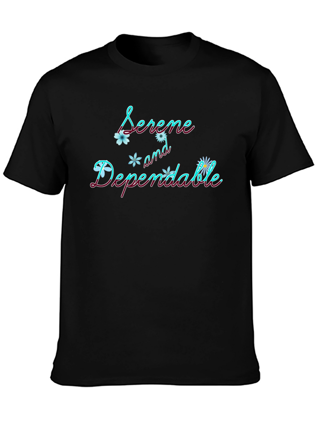 Serene & Dependable Black Graphic Tee